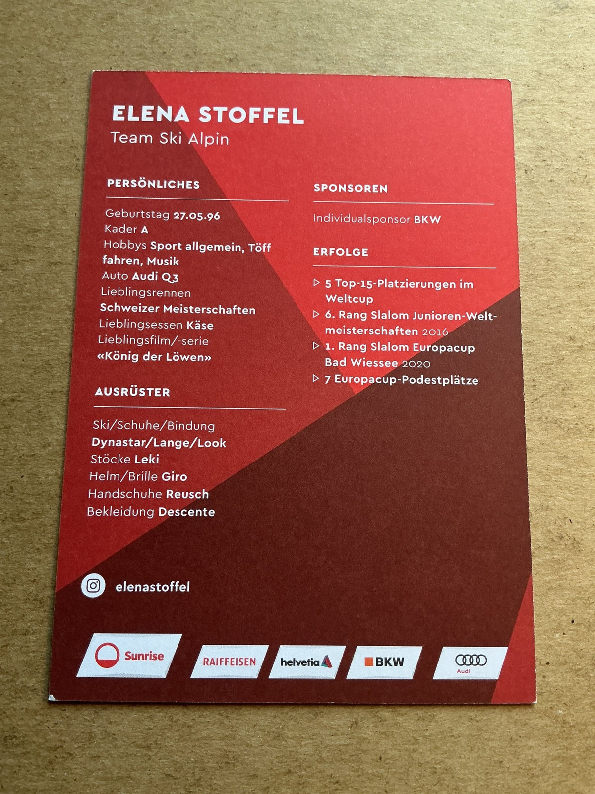 Elena Stoffel, Switzerland 🇨🇭Alpine Winter 2022/23 hand signed - Autographs-World