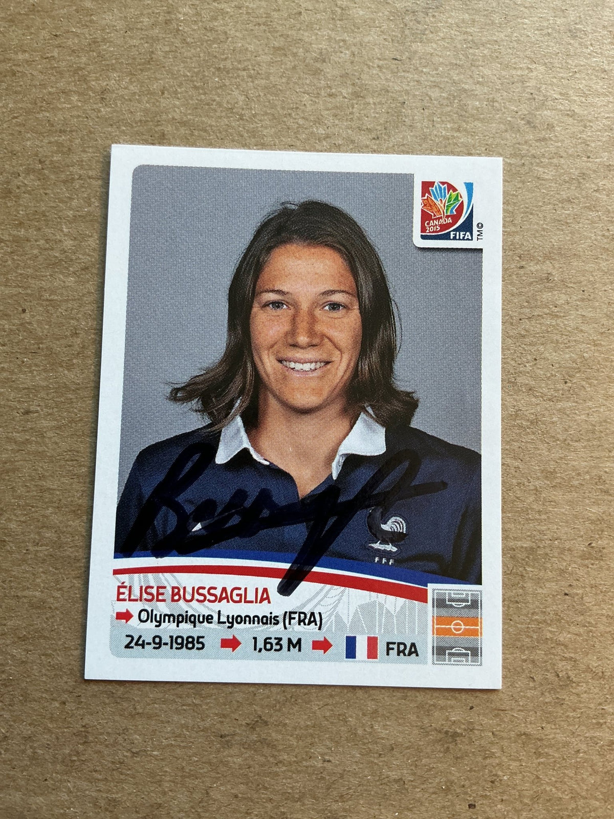 Elise Bussaglia, France 🇫🇷 FIFA Women’s World Cup 2015 Panini hand signed - Autographs-World
