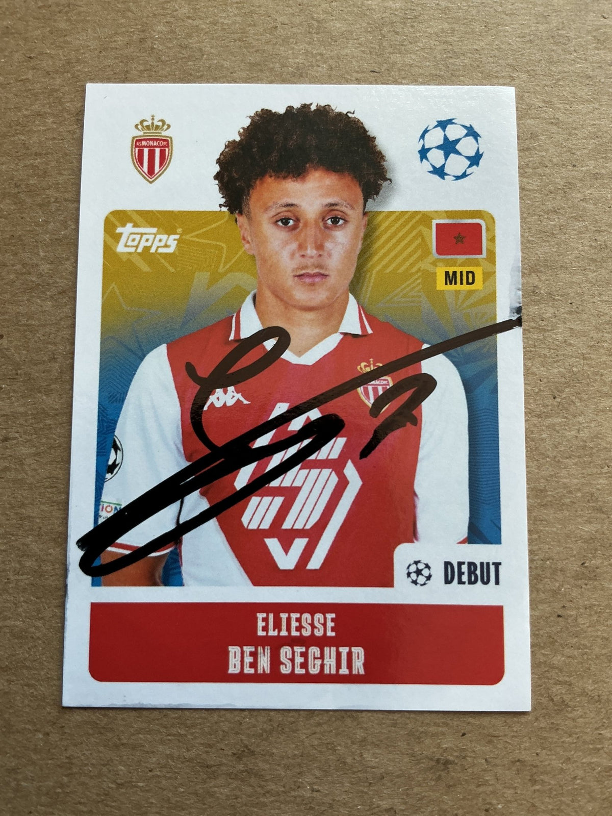 Elisse Ben Seghir, Morocco 🇲🇦 AS Monaco 2024/25 Topps hand signed - Autographs-World