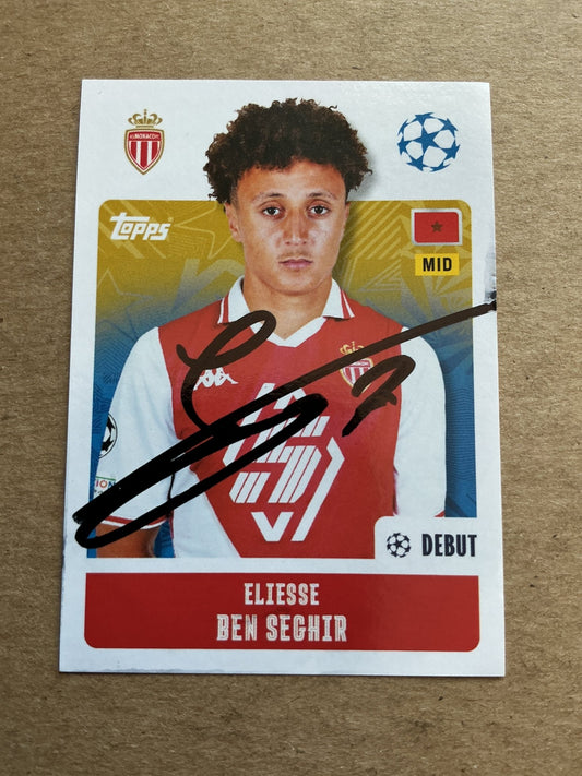 Elisse Ben Seghir, Morocco 🇲🇦 AS Monaco 2024/25 Topps hand signed - Autographs-World