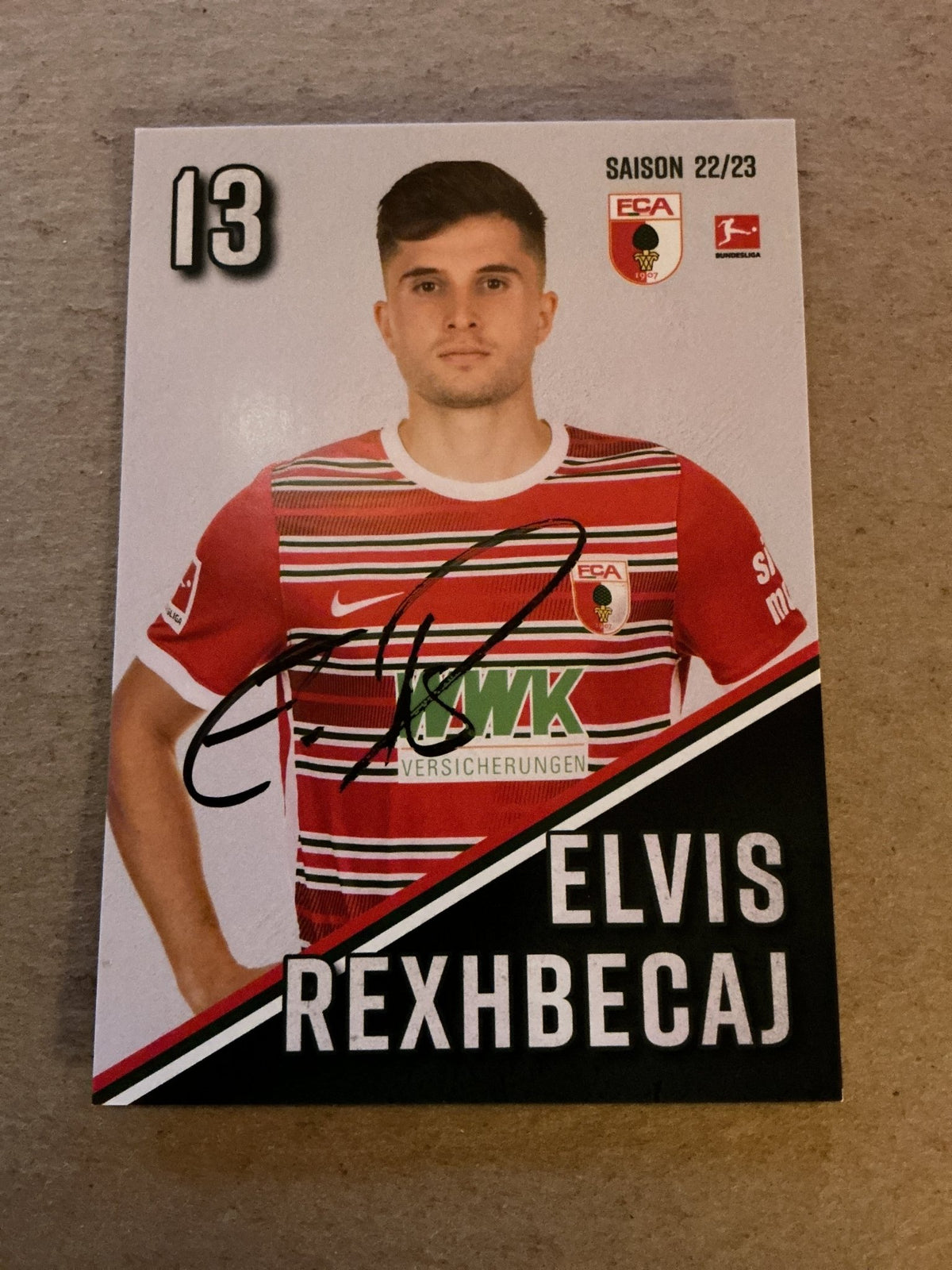 Elvis Rexhbecaj, Germany 🇩🇪 FC Augsburg 2022/23 hand signed - Autographs-World