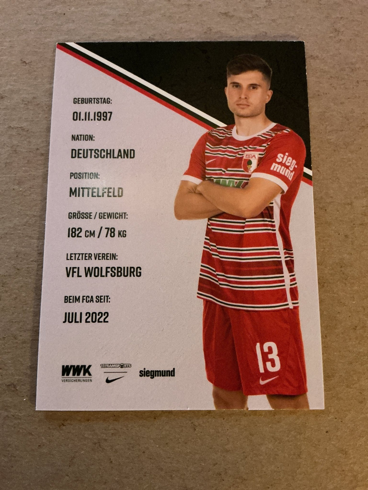 Elvis Rexhbecaj, Germany 🇩🇪 FC Augsburg 2022/23 hand signed - Autographs-World