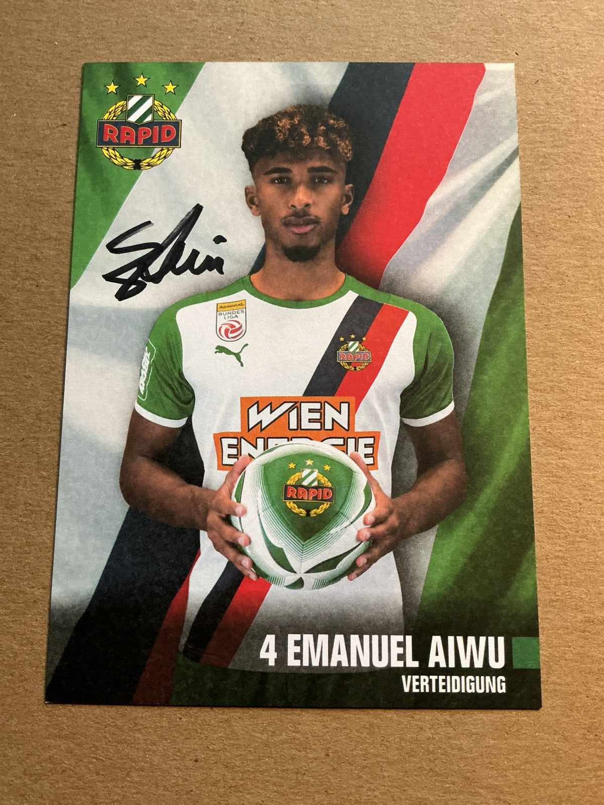 Emanuel Aiwu, Austria 🇦🇹 Rapid Wien 2021/22 hand signed - Autographs-World