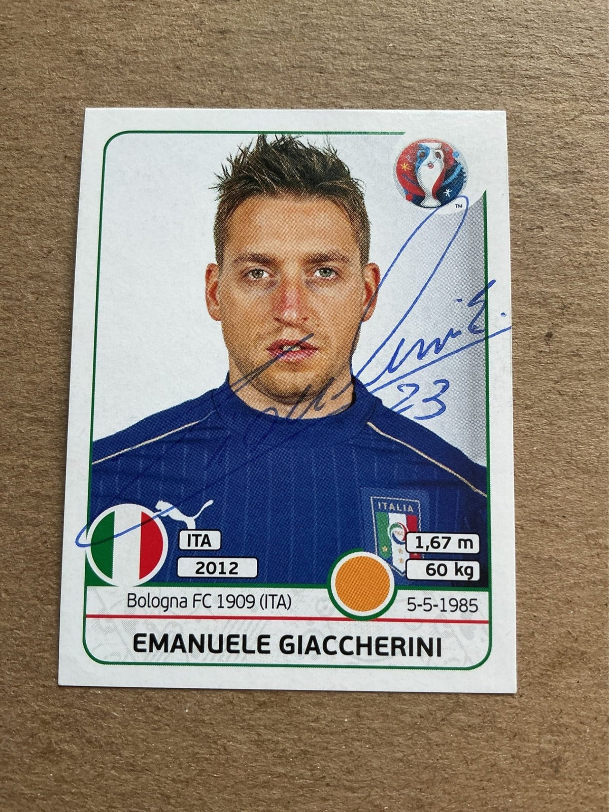 Emanuele Giaccherini, Italy 🇮🇹 UEFA Euro 2016 Panini hand signed - Autographs-World
