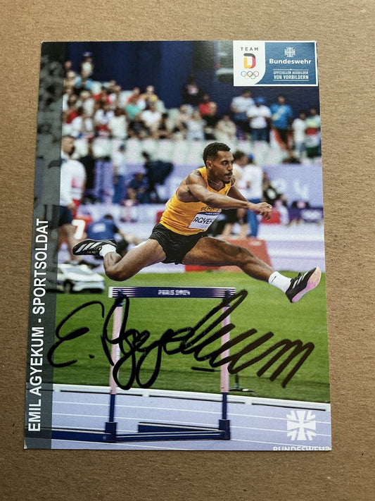 Emil Agyekum, Germany 🇩🇪 Athletics Summer Olympics 2024 hand signed - Autographs-World
