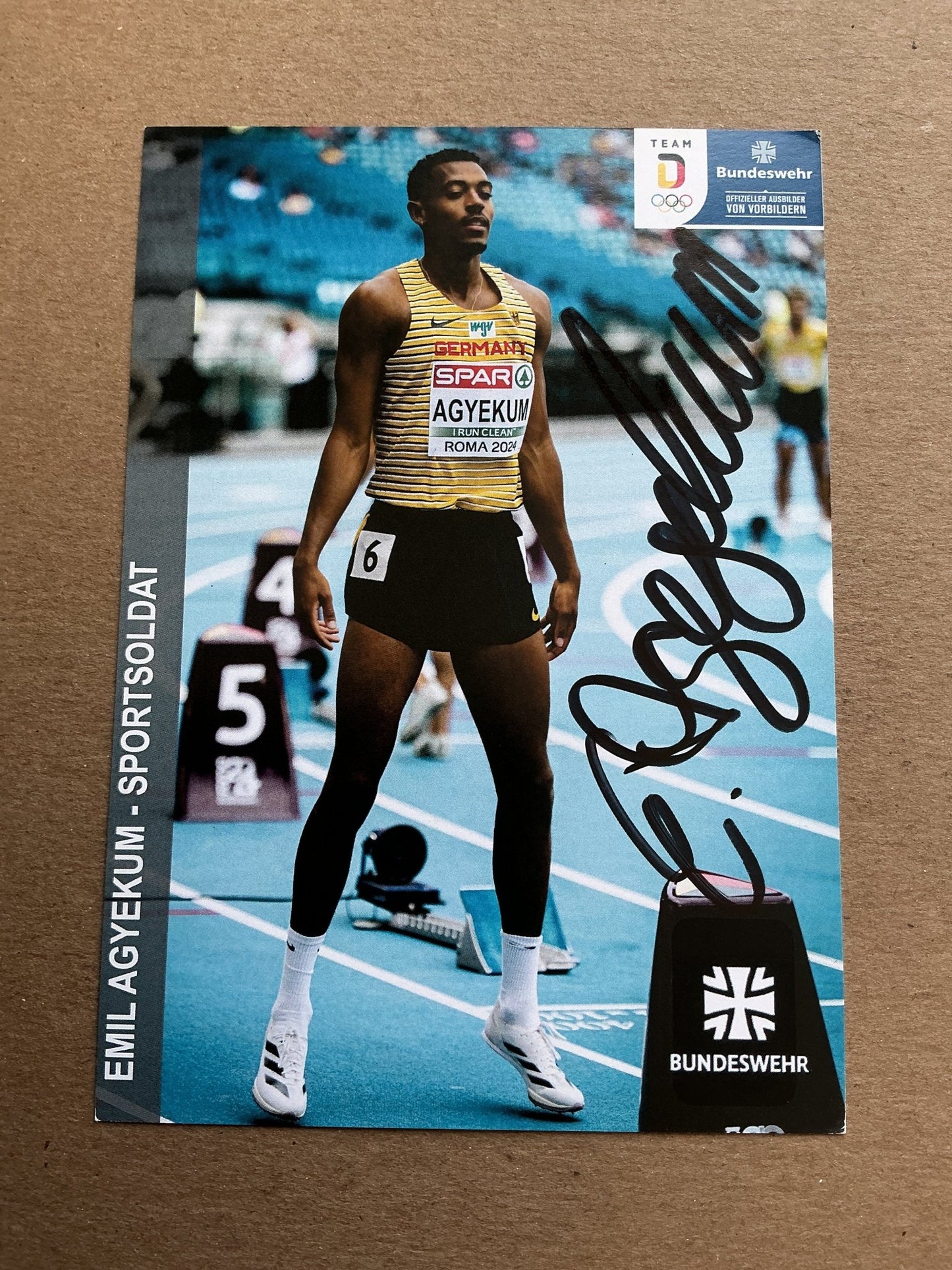 Emil Agyekum, Germany 🇩🇪 Athletics Summer Olympics 2024 hand signed - Autographs-World
