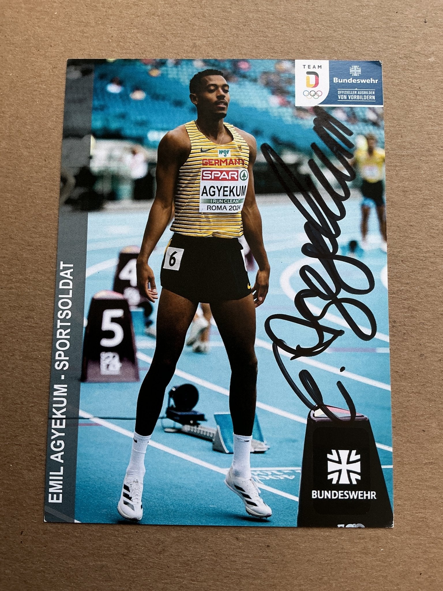 Emil Agyekum, Germany 🇩🇪 Athletics Summer Olympics 2024 hand signed - Autographs-World