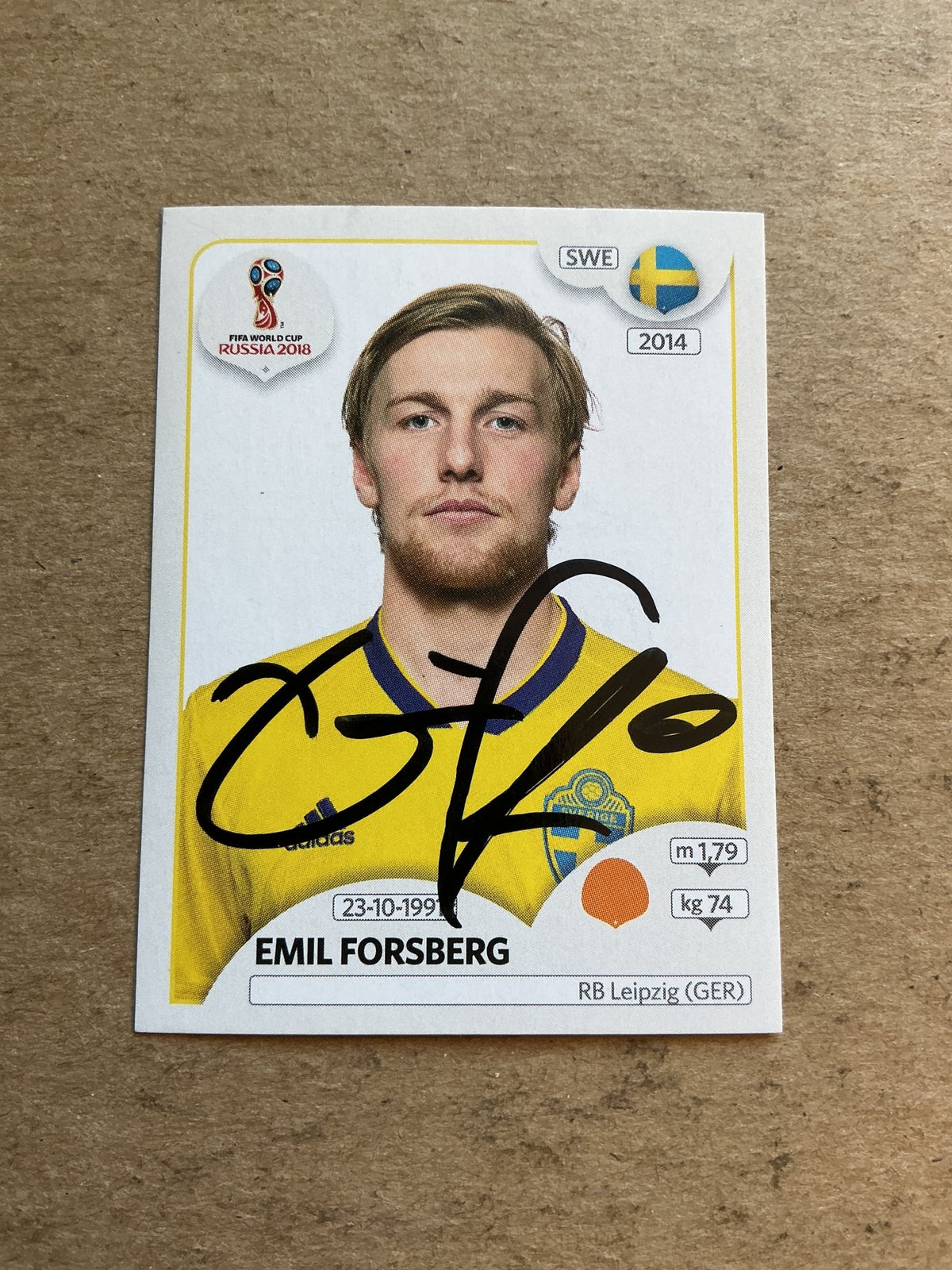 Emil Forsberg, Sweden 🇸🇪 FIFA World Cup 2018 Panini hand signed - Autographs-World