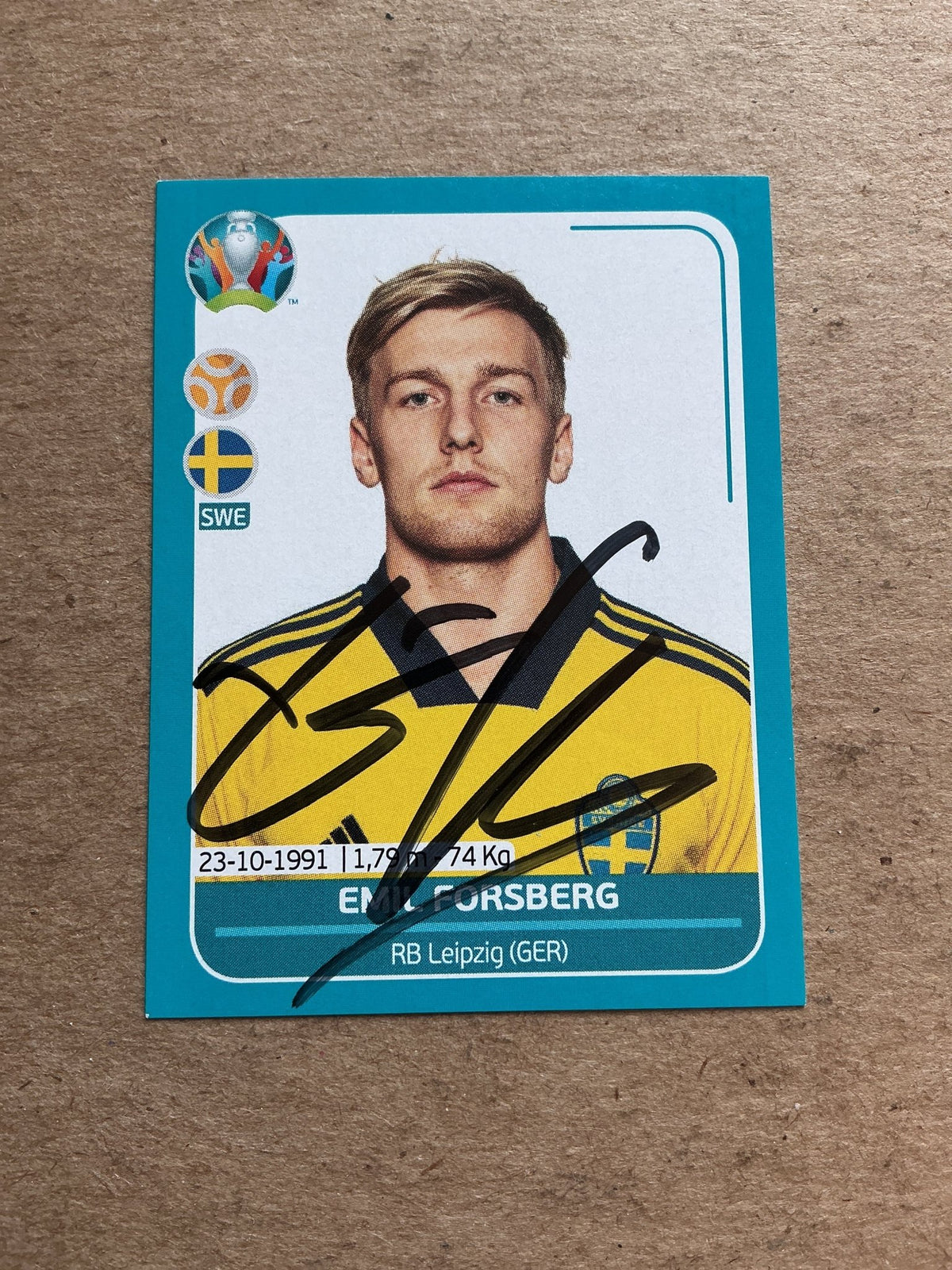 Emil Forsberg, Sweden 🇸🇪 UEFA Euro 2020 Panini hand signed - Autographs-World