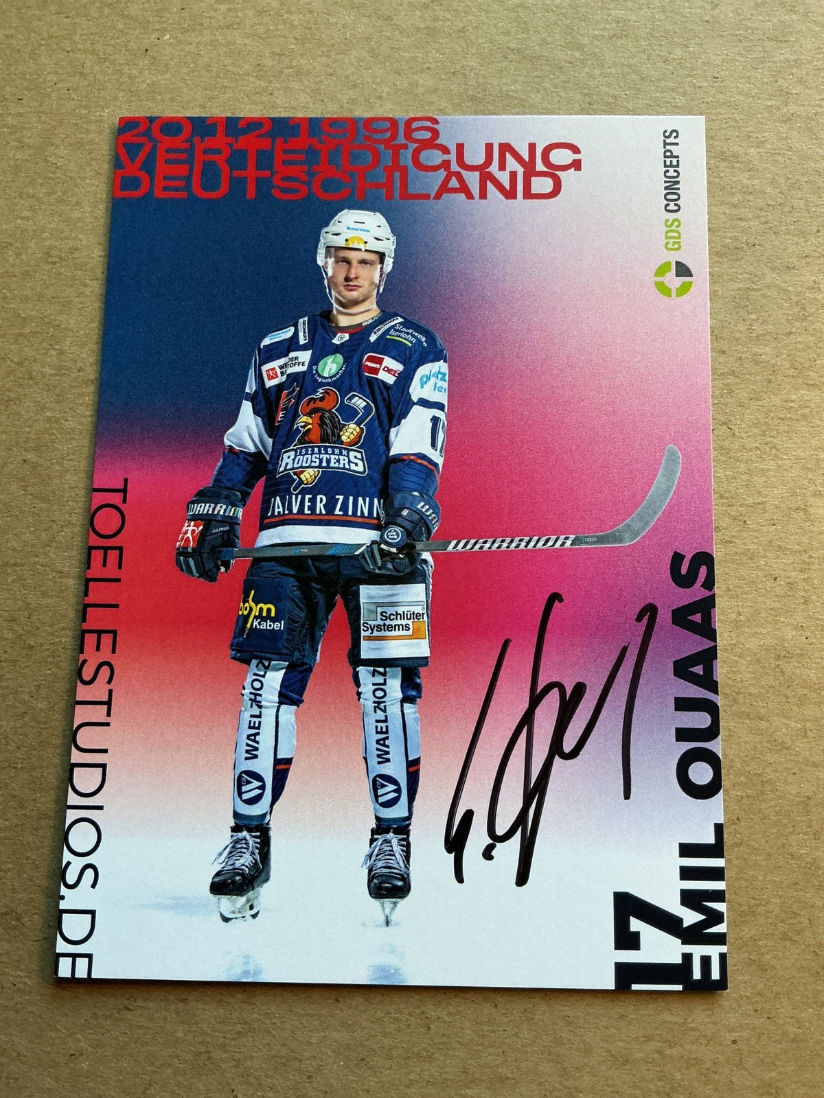 Emil Ouaas, Germany 🇩🇪 Iserlohn Roosters 2024/25 hand signed - Autographs-World