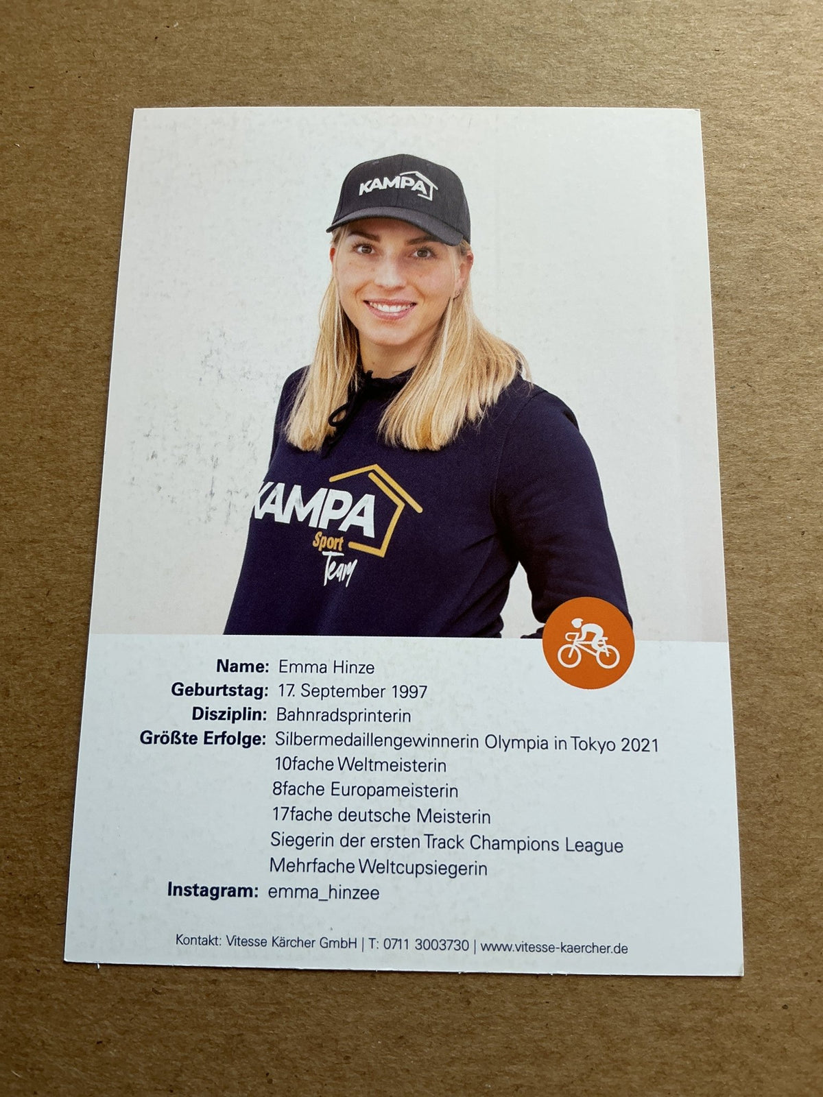 Emma Hinze, Germany 🇩🇪 Cycling Summer Olympics 2024 hand signed - Autographs-World