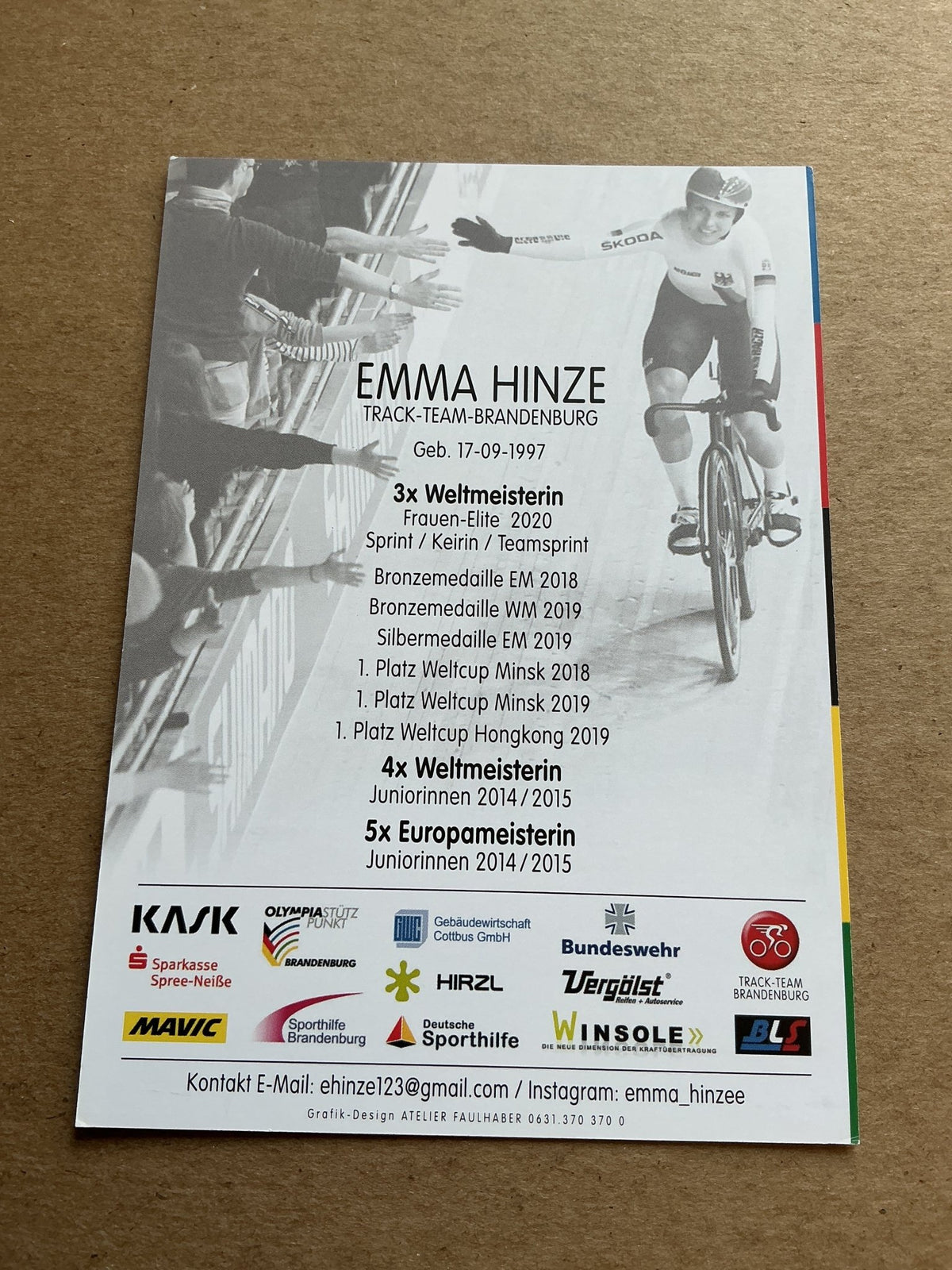 Emma Hinze, Germany 🇩🇪 Cycling Summer Olympics 2024 hand signed - Autographs-World