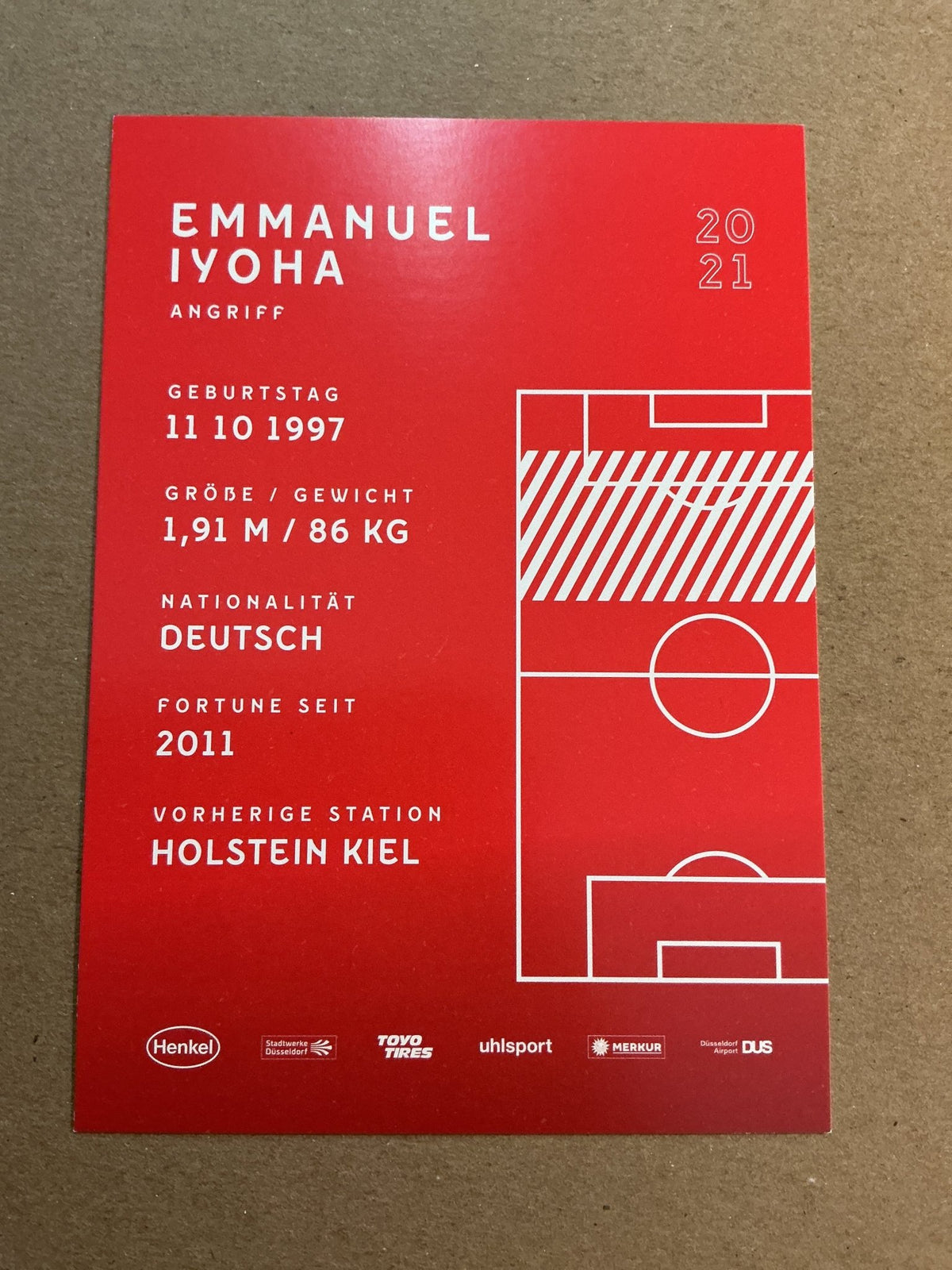 Emmanuel Iyoha, Germany 🇩🇪 Fortuna Düsseldorf 2020/21 hand signed - Autographs-World
