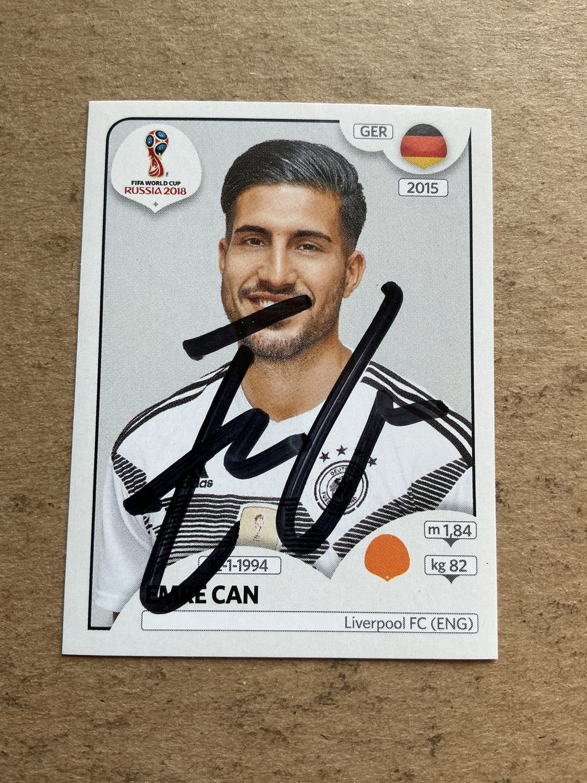 Emre Can, Germany 🇩🇪 FIFA World Cup 2018 Panini hand signed - Autographs-World