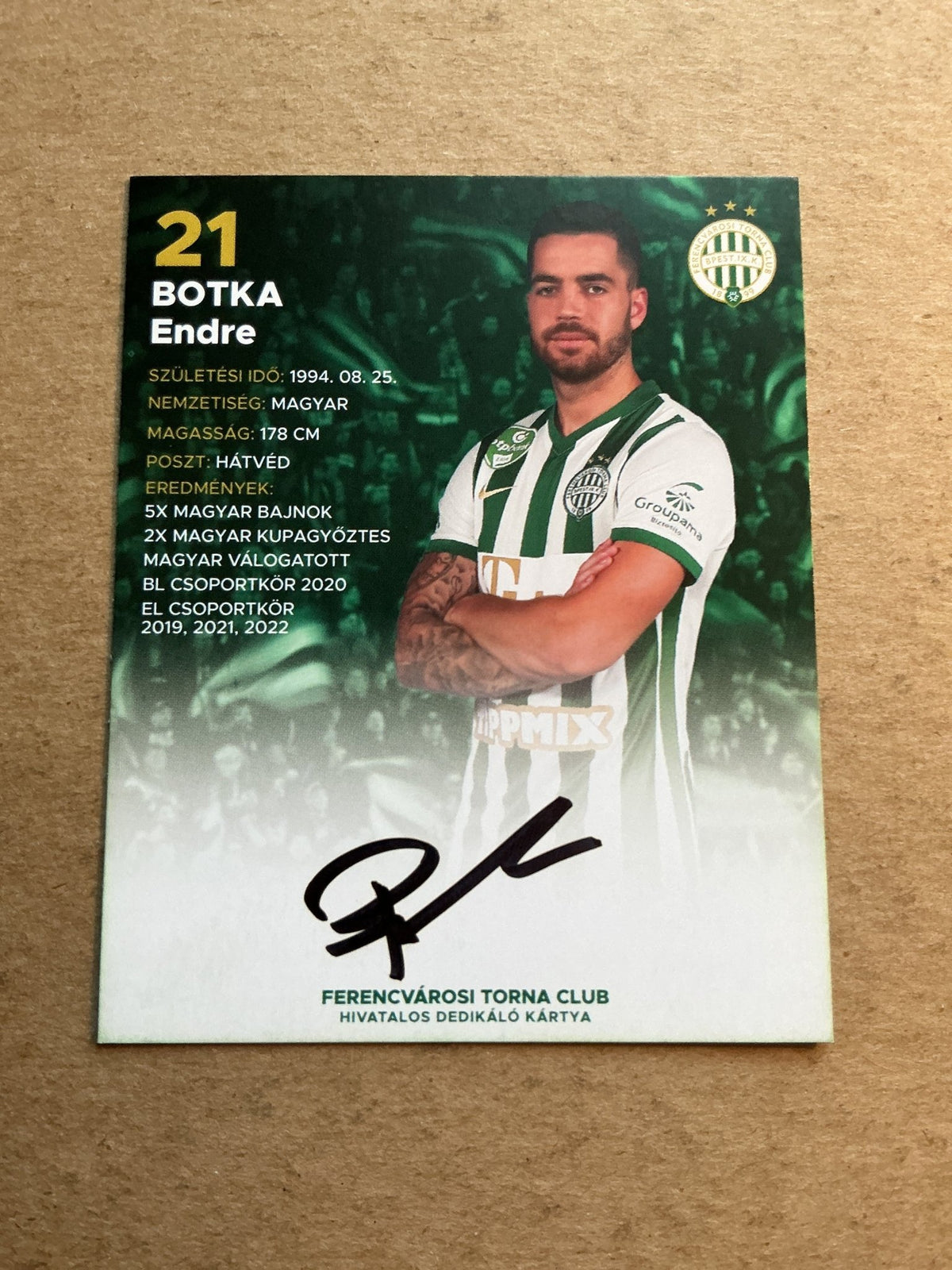Endre Botka, Hungary 🇭🇺 Ferencváros 2022/23 hand signed - Autographs-World