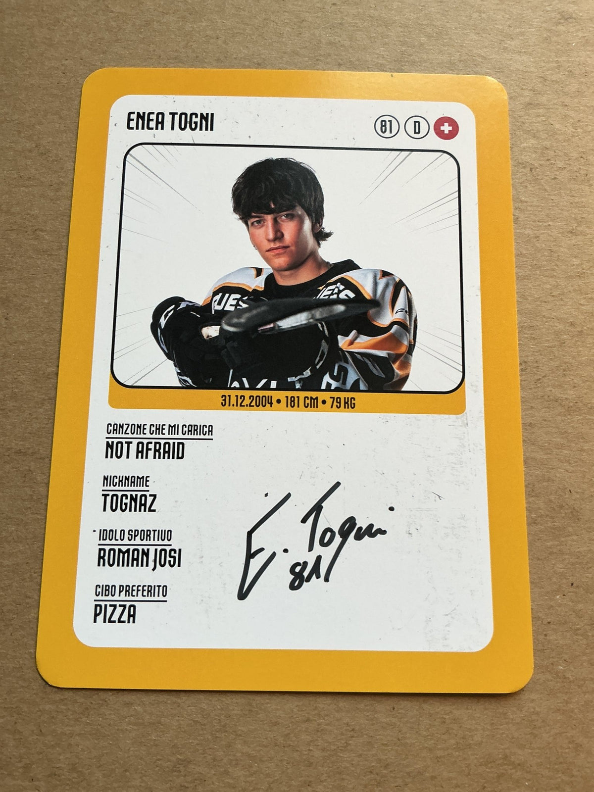 Enea Togni, Switzerland 🇨🇭 HC Lugano 2025/26 hand signed - Autographs-World
