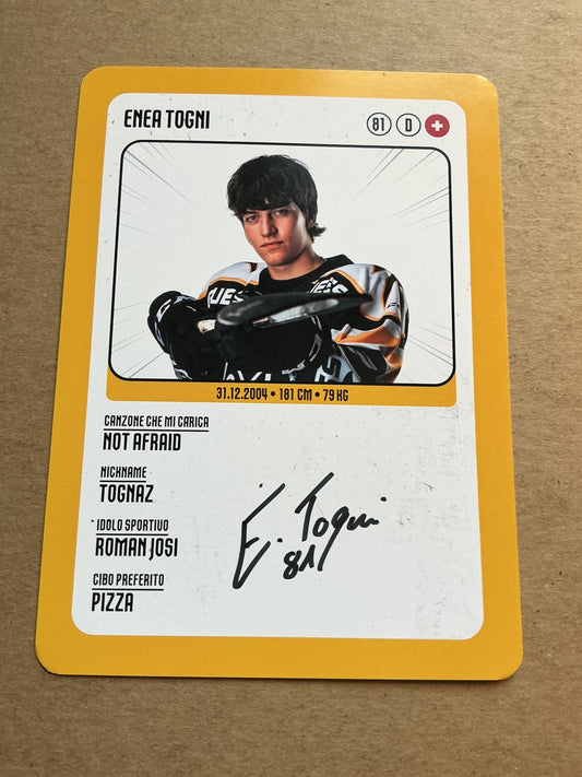 Enea Togni, Switzerland 🇨🇭 HC Lugano 2025/26 hand signed - Autographs-World