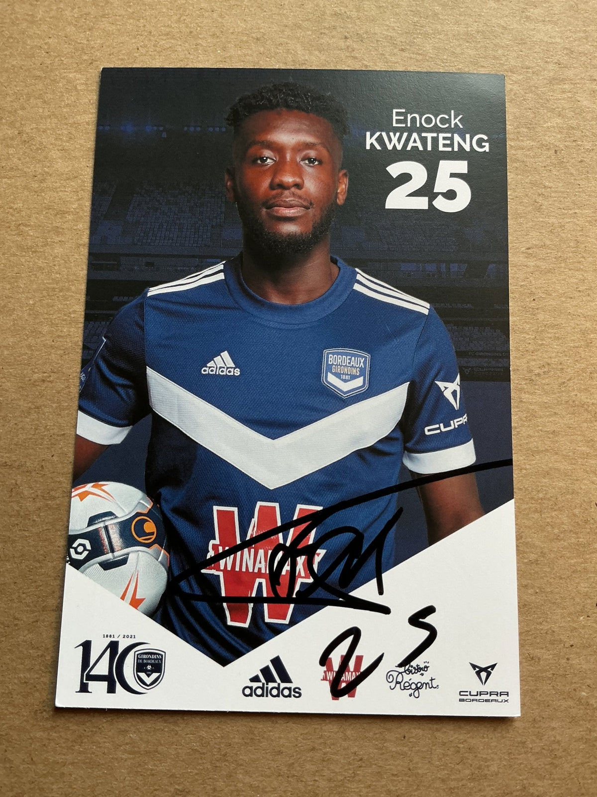 Enock Kwateng, France 🇫🇷 Girondins Bordeaux 2021/22 hand signed - Autographs-World