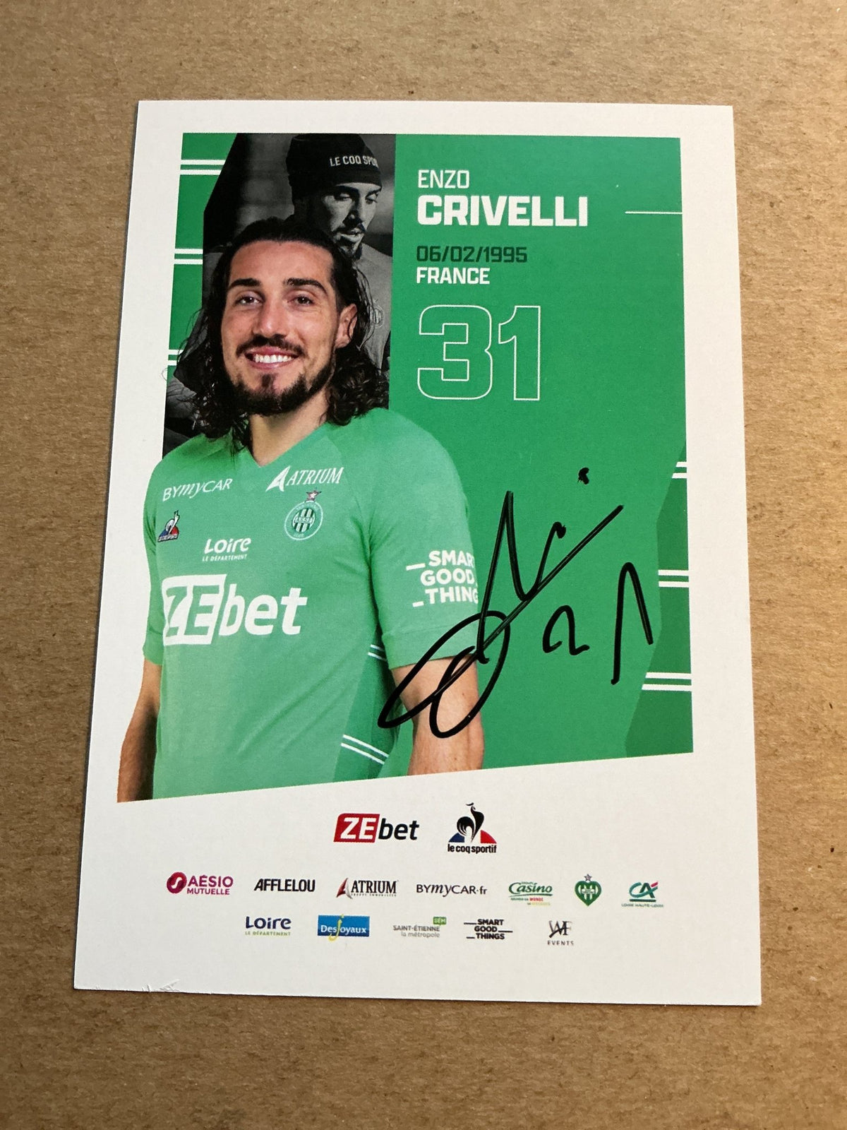Enzo Crivelli, France 🇫🇷 AS Saint-Étienne 2021/22 hand signed - Autographs-World