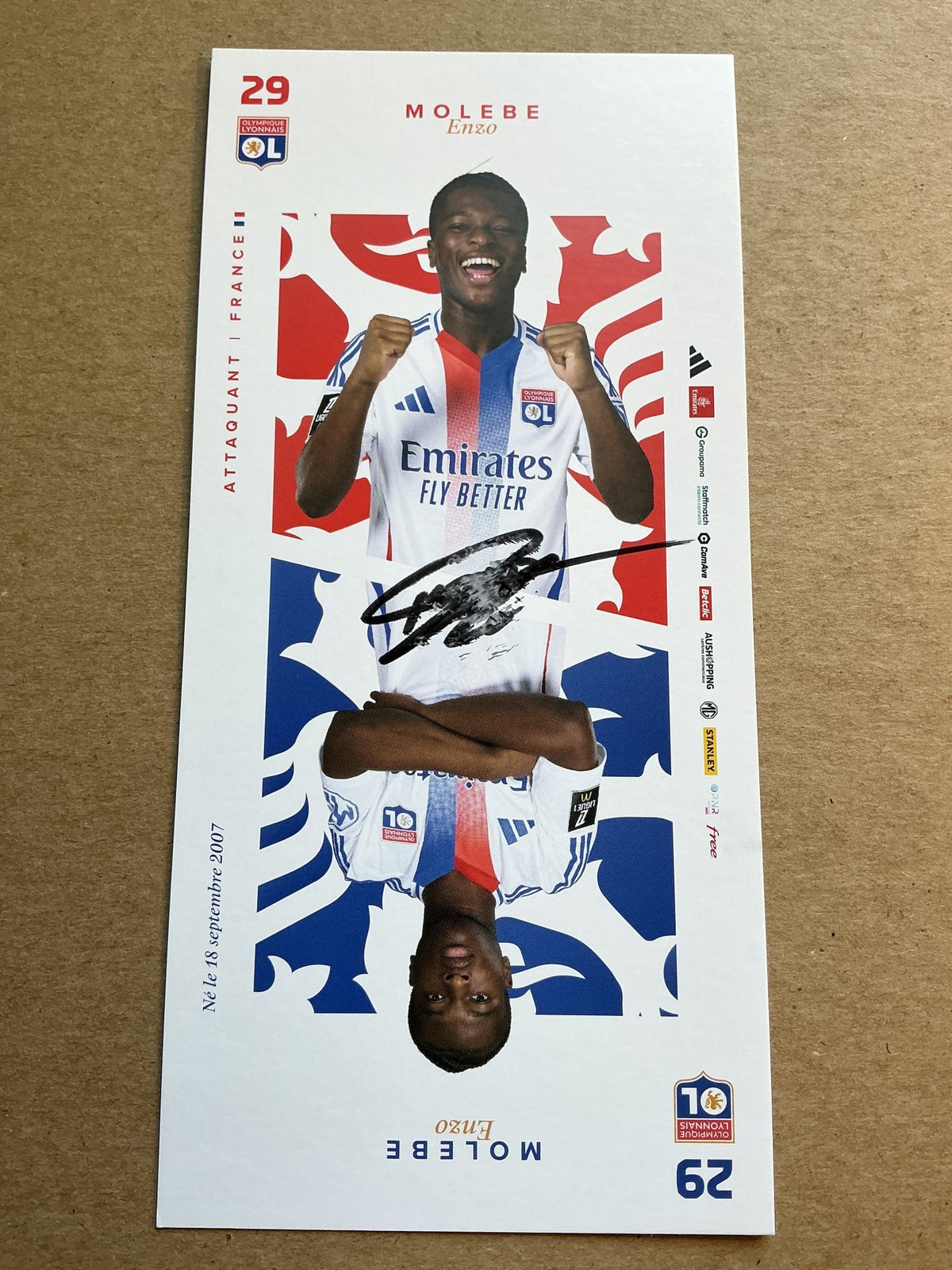 Enzo Molebe, France 🇫🇷 Olympique Lyon 2024/25 hand signed - Autographs-World