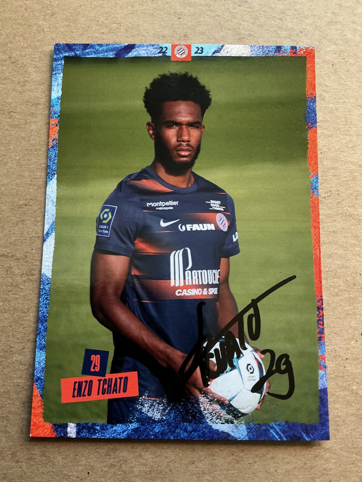 Enzo Tchato, Cameroon 🇨🇲 Montpellier HSC 2022/23 hand signed - Autographs-World