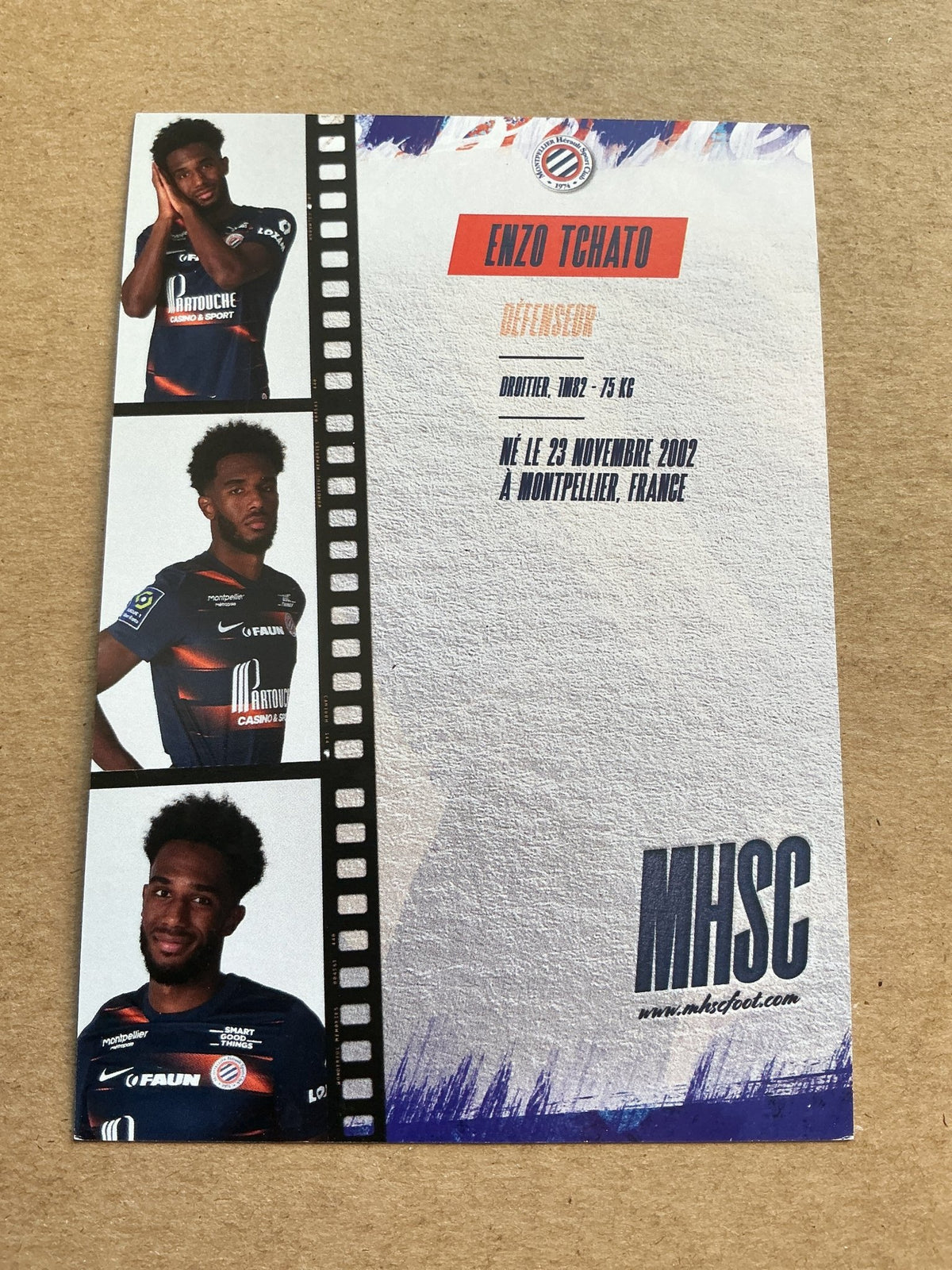 Enzo Tchato, Cameroon 🇨🇲 Montpellier HSC 2022/23 hand signed - Autographs-World