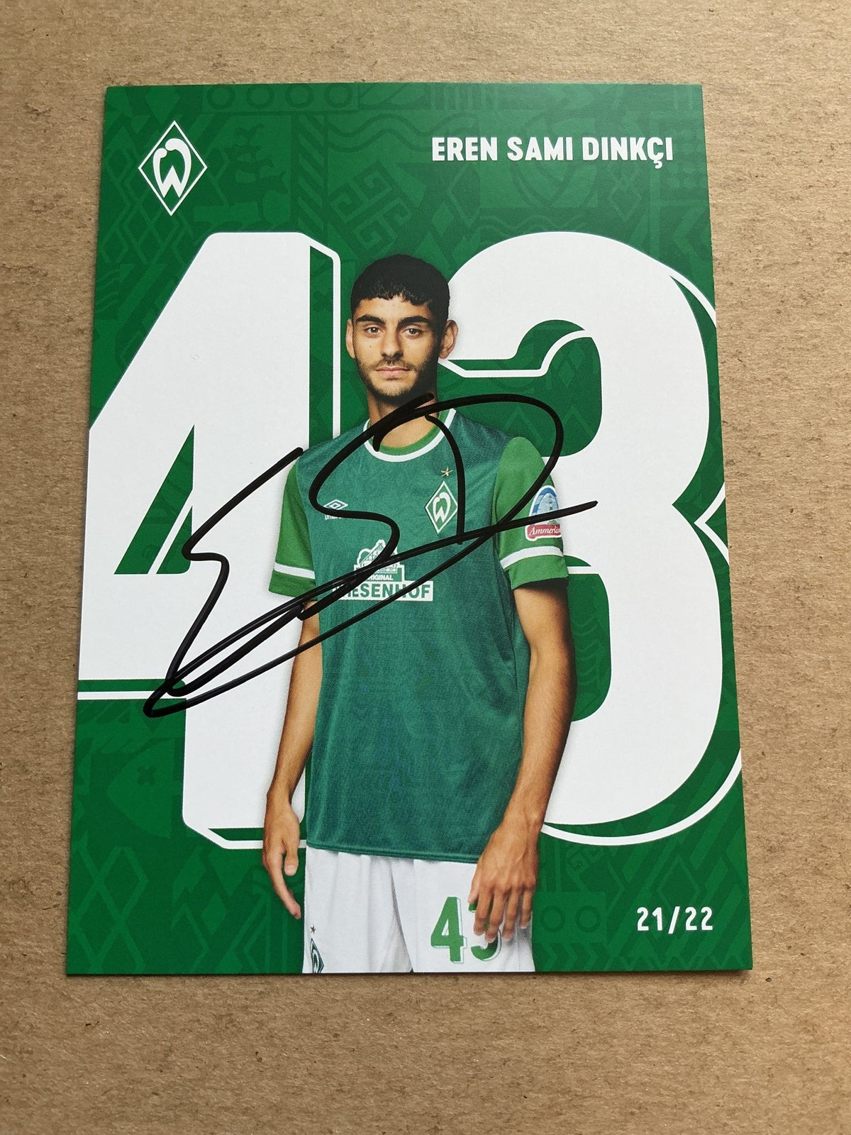 Eren Dinkçi, Germany 🇩🇪 SV Werder Bremen 2021/22 hand signed - Autographs-World