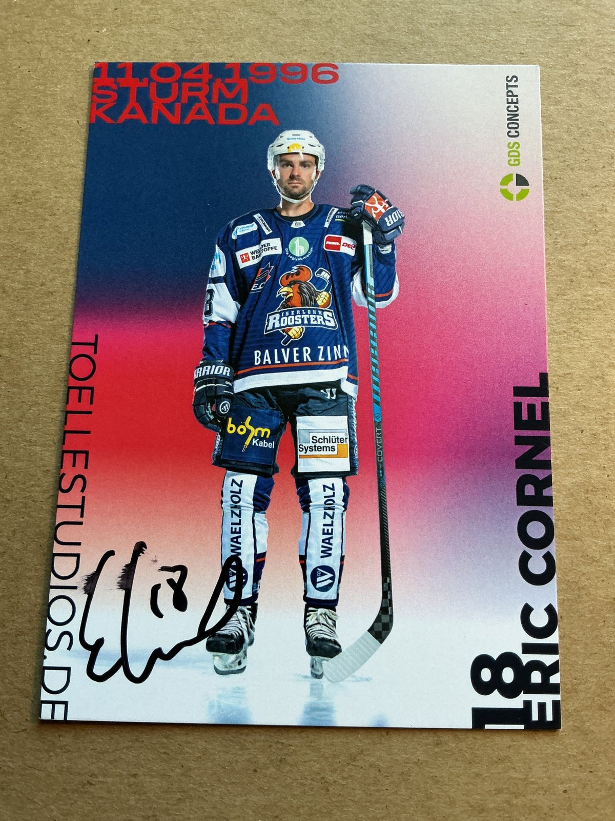 Eric Cornel, Canada 🇨🇦 Iserlohn Roosters 2024/25 hand signed - Autographs-World