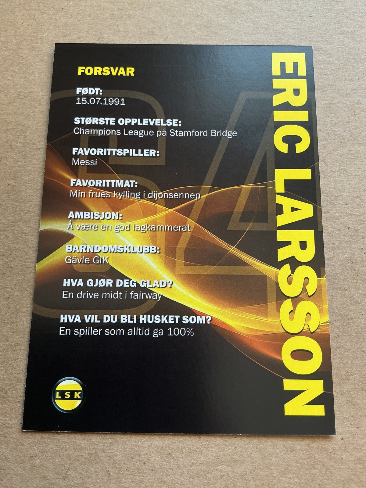 Eric Larsson, Sweden 🇸🇪 Lillestrøm SK 2024/25 hand signed - Autographs-World