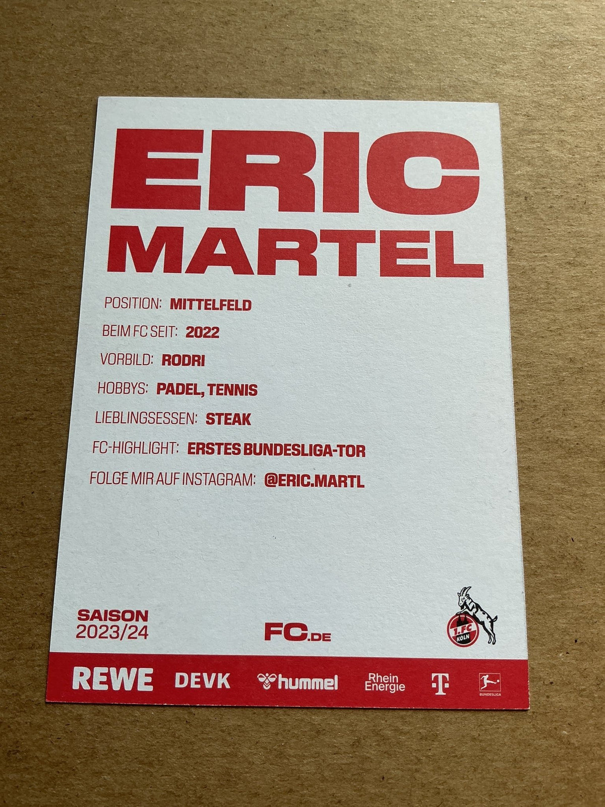 Eric Martel, Germany 🇩🇪 1.FC Köln 2023/24 hand signed - Autographs-World