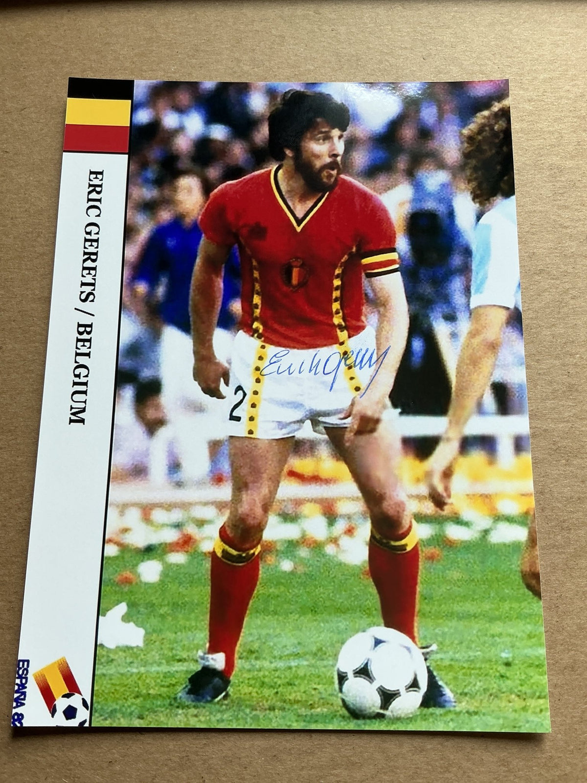Erik Gerets, Belgium 🇧🇪 FIFA World Cup 1982 hand signed - Autographs-World