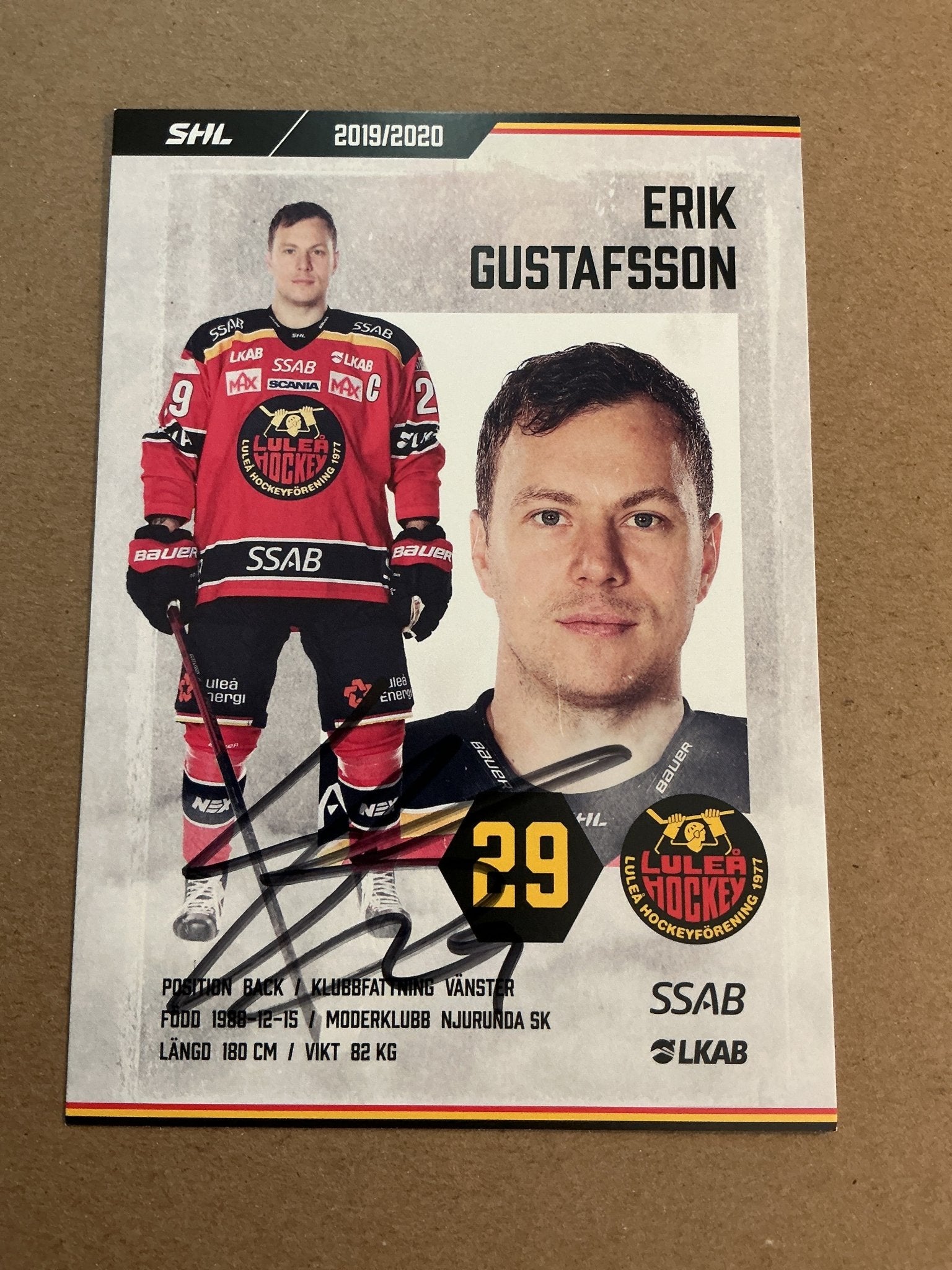 Erik Gustafsson, Sweden 🇸🇪 Luleå Hockey 2019/20 hand signed - Autographs-World