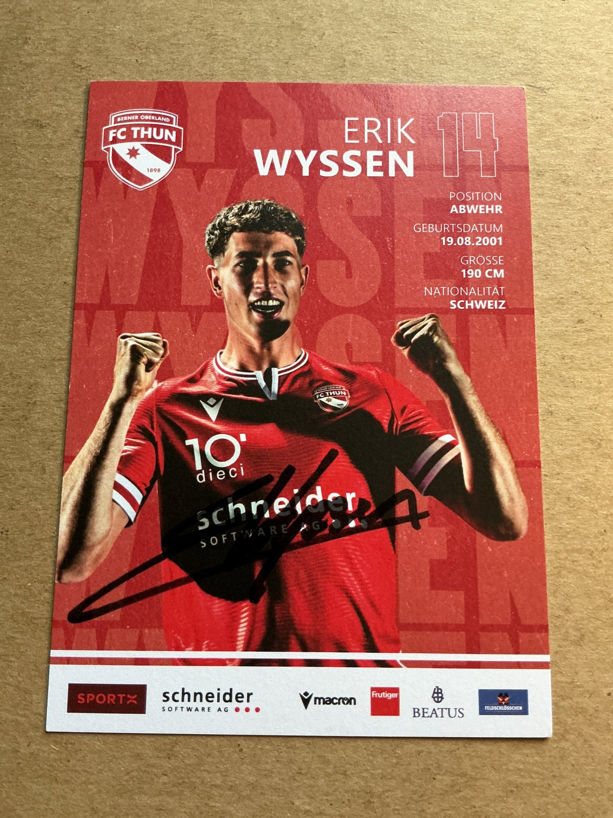 Erik Wyssen, Switzerland 🇨🇭 FC Thun 2023/24 hand signed - Autographs-World