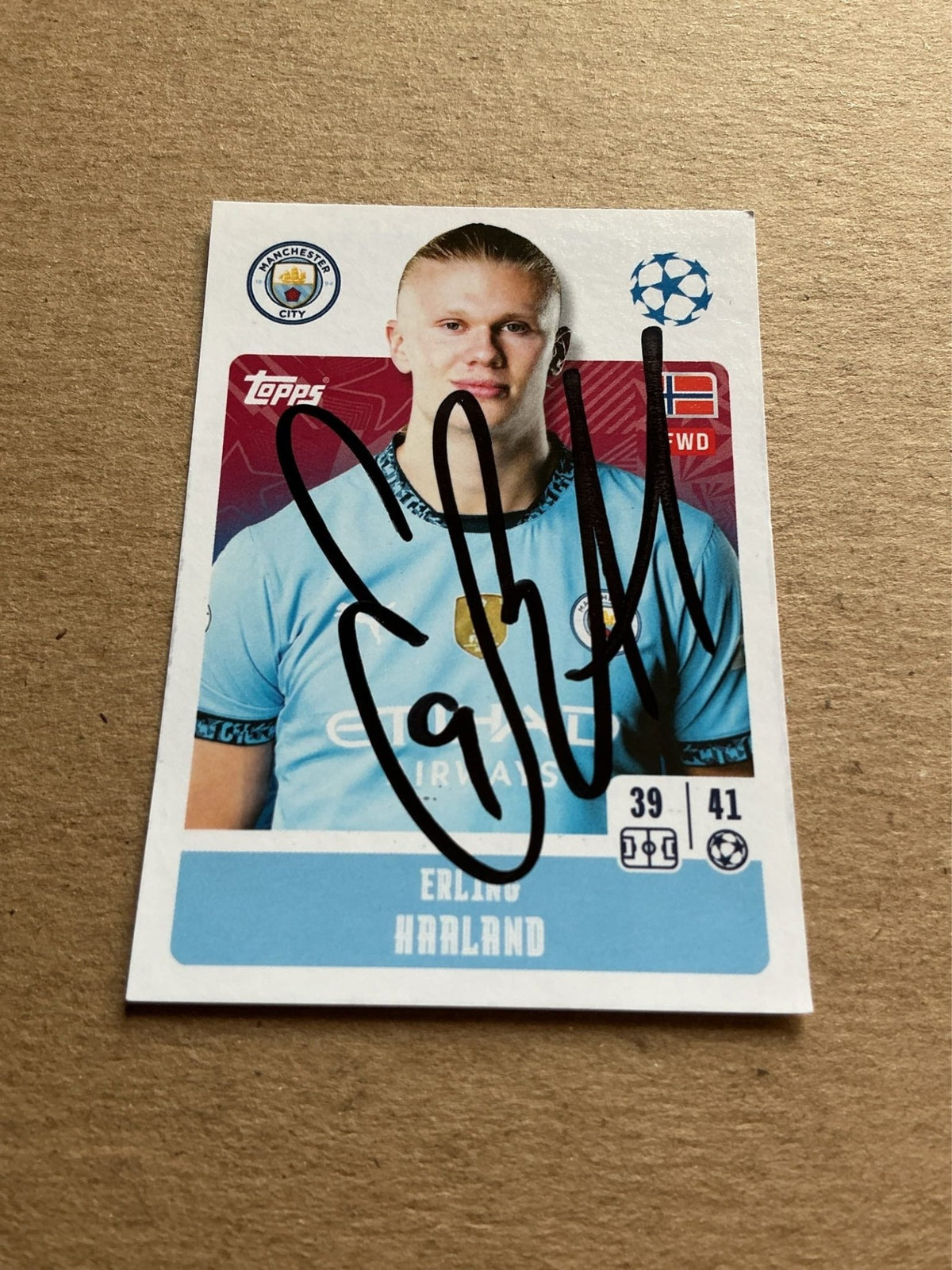Erling Haaland, Norway 🇳🇴 Manchester City 2024/25 Topps hand signed - Autographs-World
