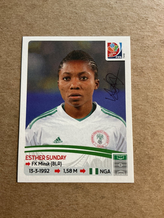 Esther Sunday, Nigeria 🇳🇬 FIFA Women’s World Cup 2015 Panini hand signed - Autographs-World