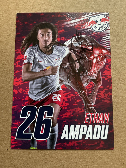 Ethan Ampadou, Wales 🏴󠁧󠁢󠁷󠁬󠁳󠁿 RB Leipzig 2019/20 hand signed - Autographs-World