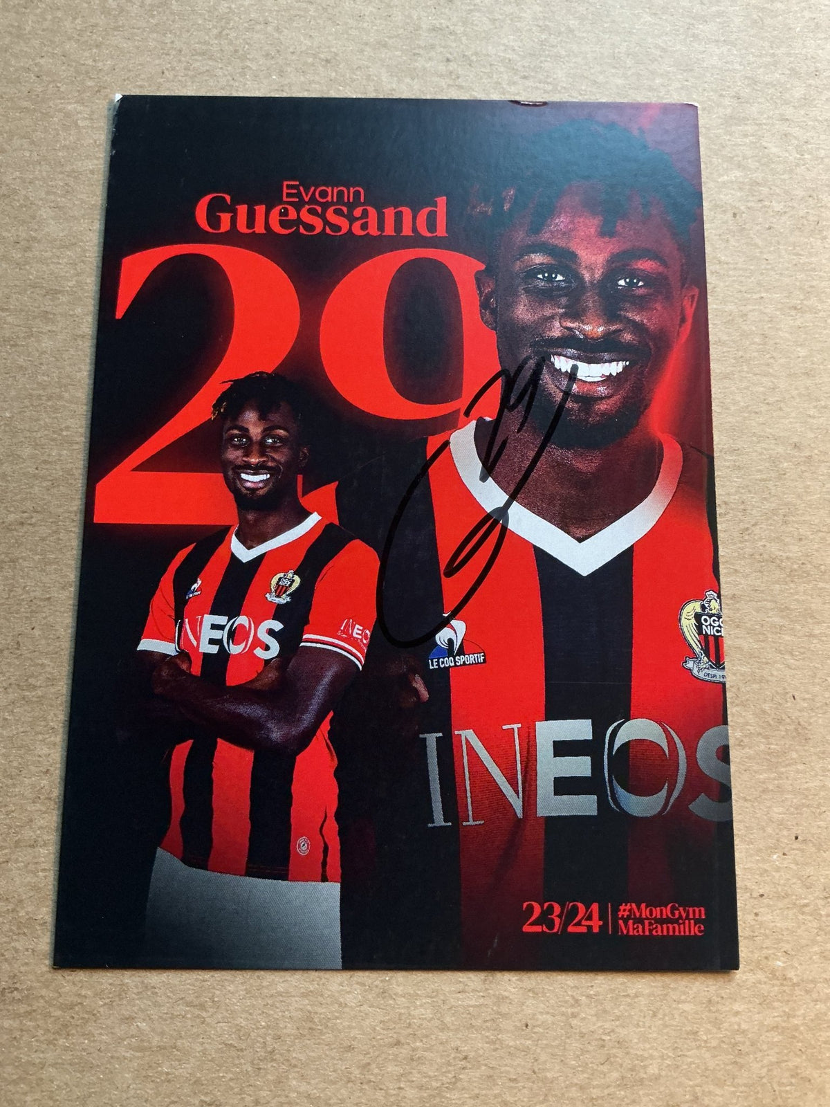 Evann Guessand, Ivory Coast 🇨🇮 OGC Nice 2023/24 hand signed - Autographs-World