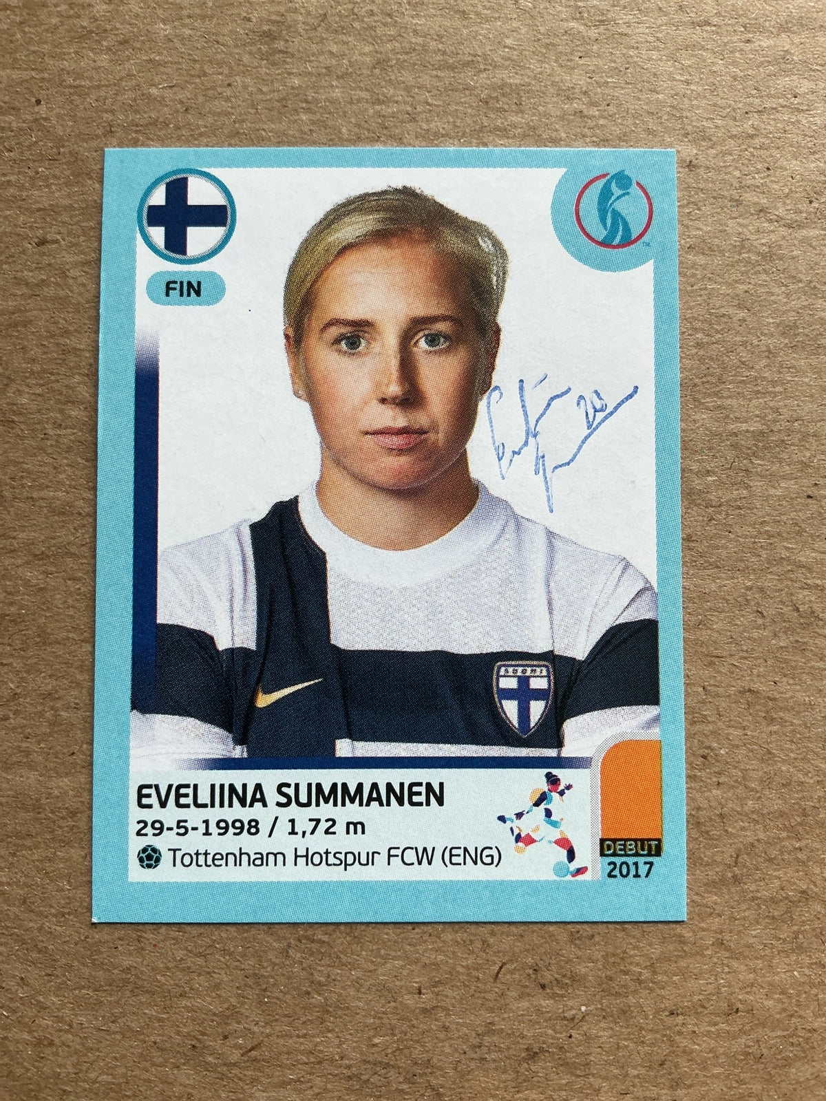 Evelina Summanen, Finland 🇫🇮 UEFA Women’s Euro Cup 2022 Panini hand signed - Autographs-World
