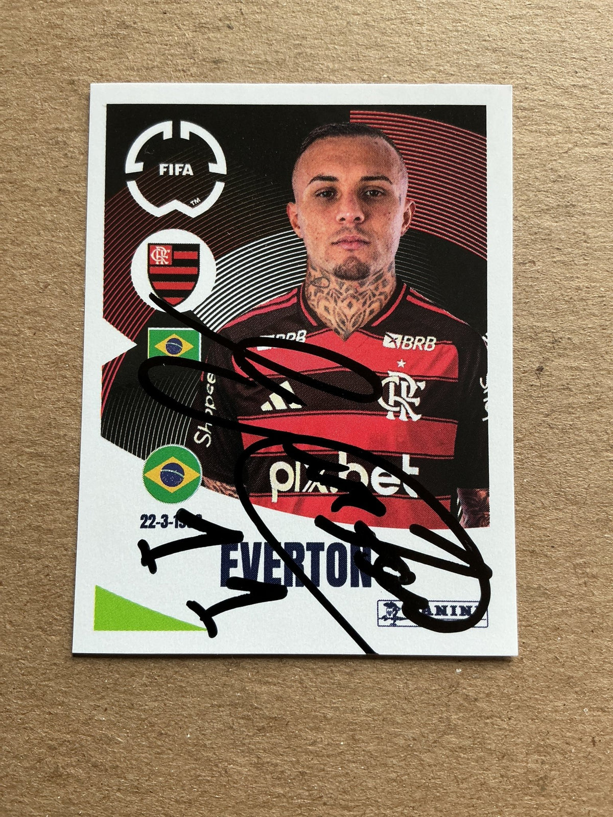 Everton, Brazil 🇧🇷 CR Flamengo Club World Cup 2025 Panini hand signed - Autographs-World