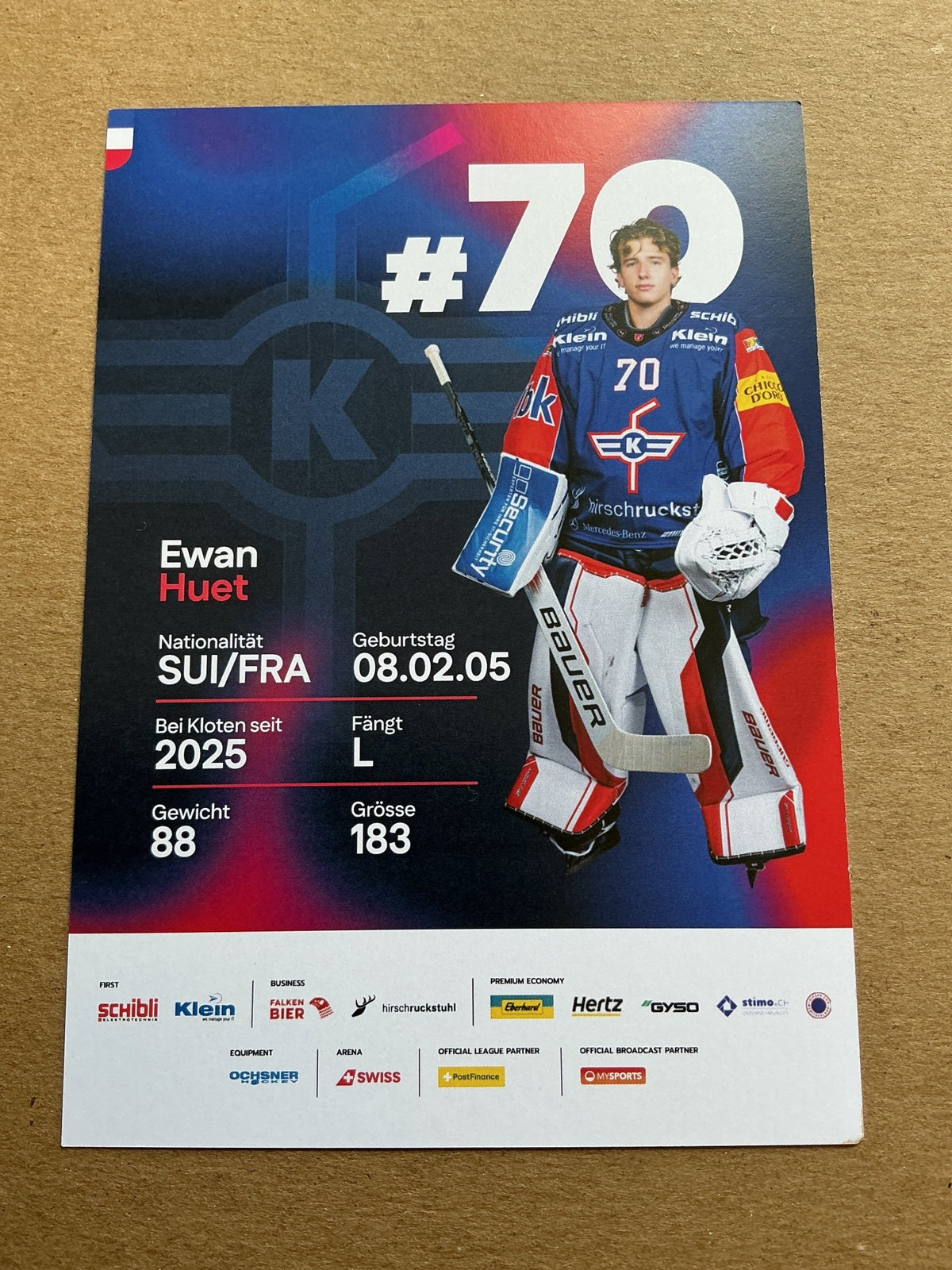 Ewan Huet, France 🇫🇷 EHC Kloten 2025/26 hand signed - Autographs-World