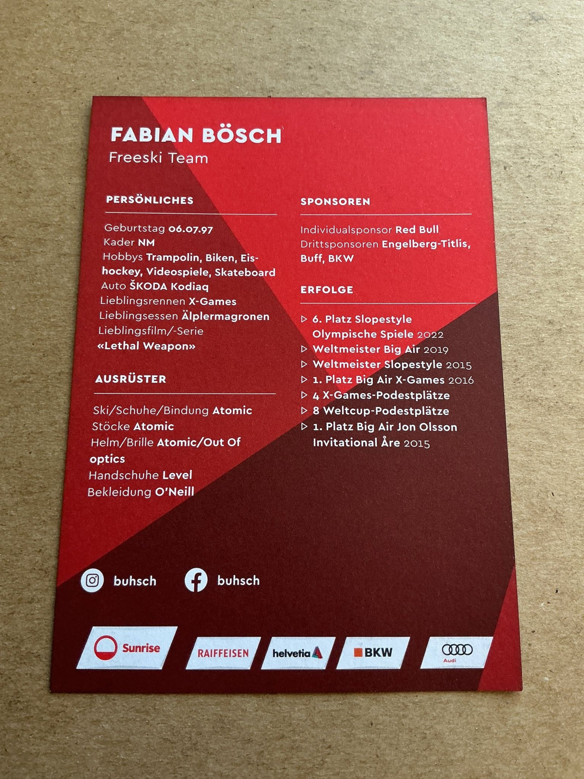 Fabian Bösch, Switzerland 🇨🇭 Freestyle Winter 2023/24 hand signed - Autographs-World