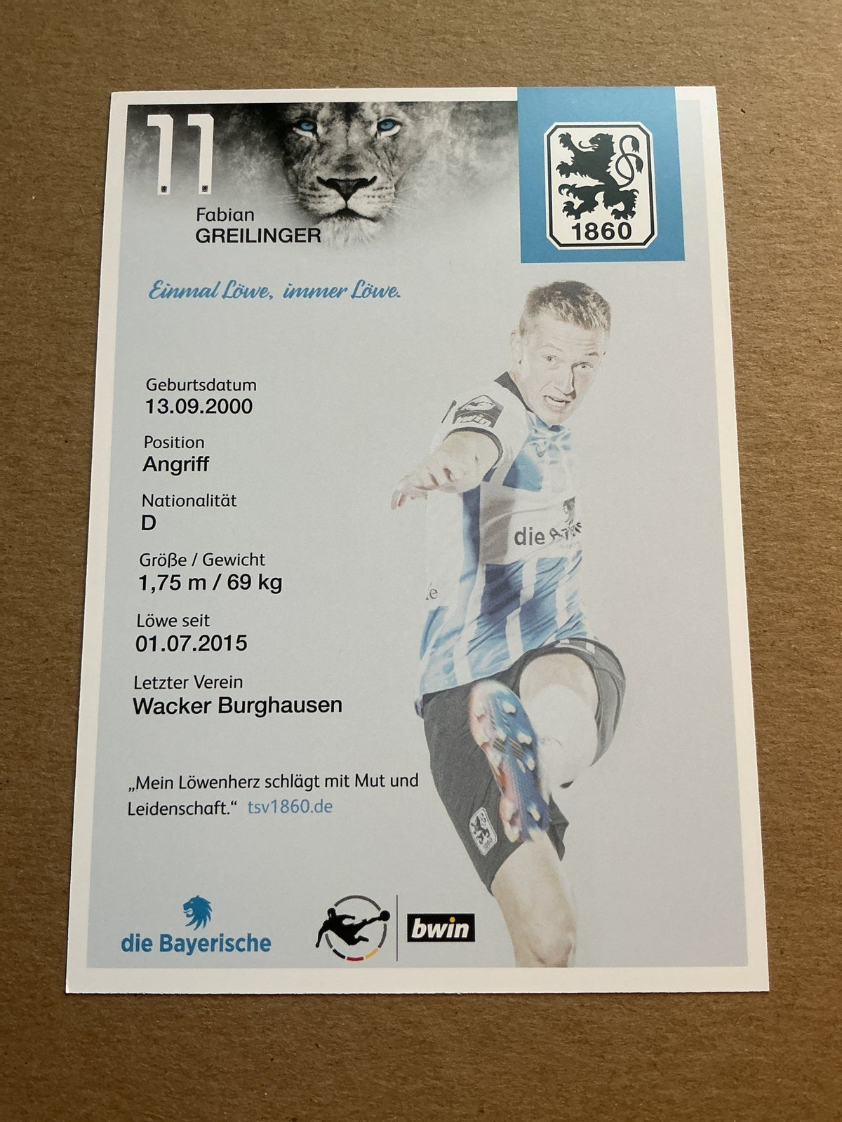 Fabian Greilinger, Germany 🇩🇪 TSV 1860 München 2021/22 hand signed - Autographs-World