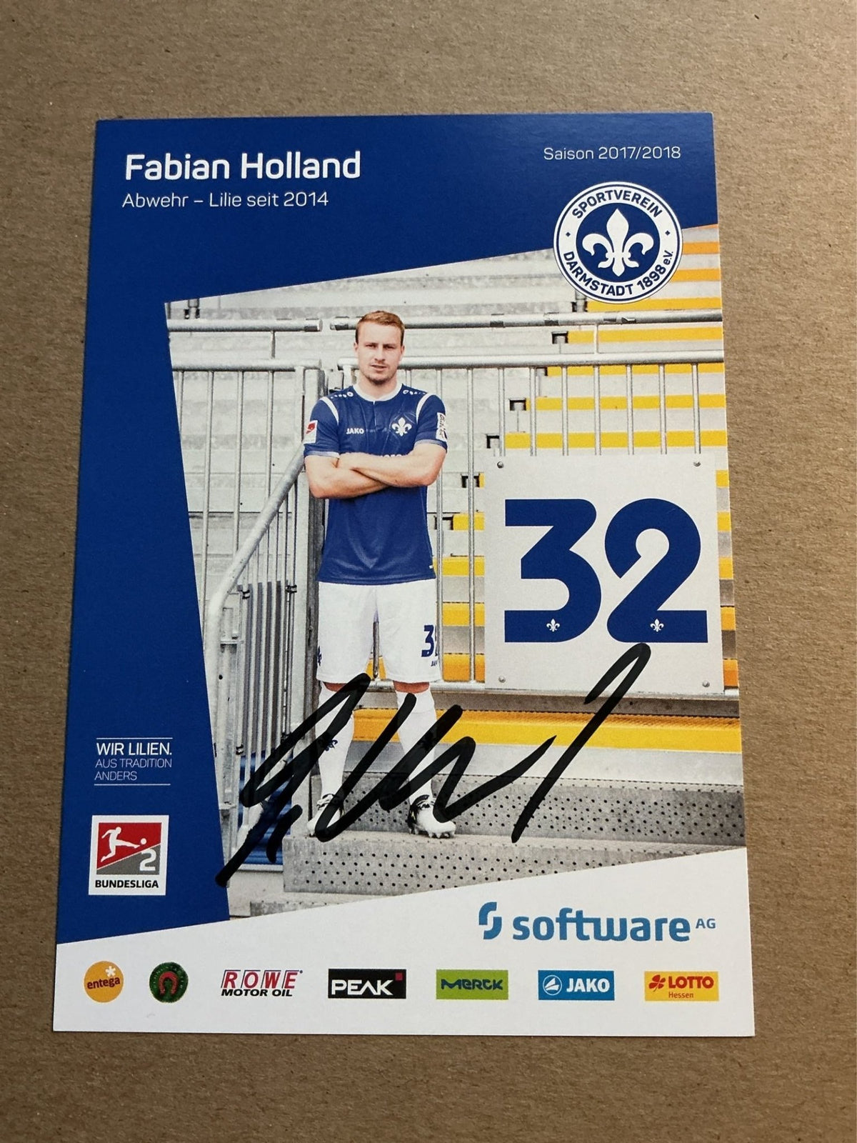 Fabian Holland, Germany 🇩🇪 SV Darmstadt 98 2017/18 hand signed - Autographs-World
