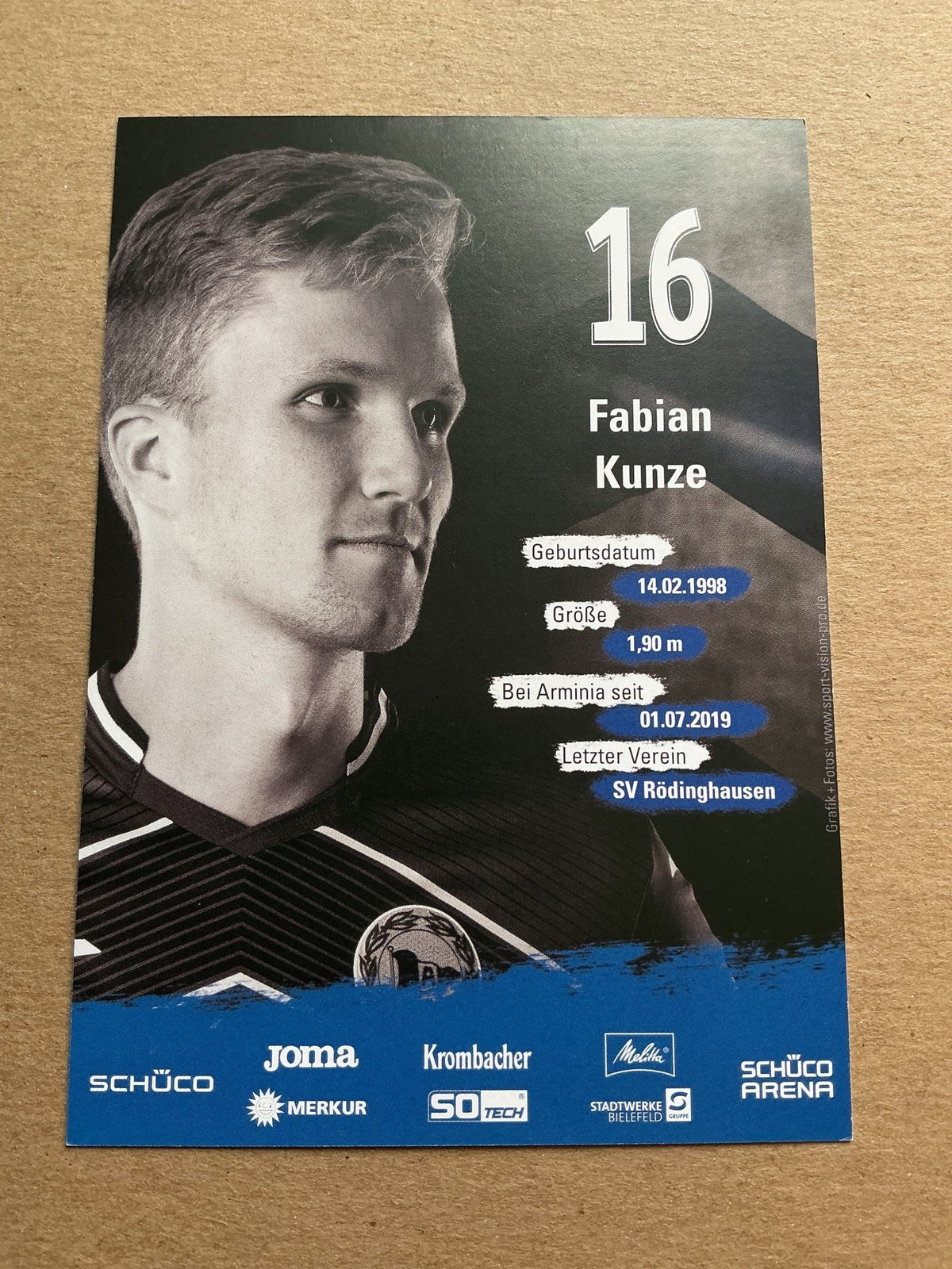 Fabian Kunze, Germany 🇩🇪 Arminia Bielefeld 2019/20 hand signed - Autographs-World