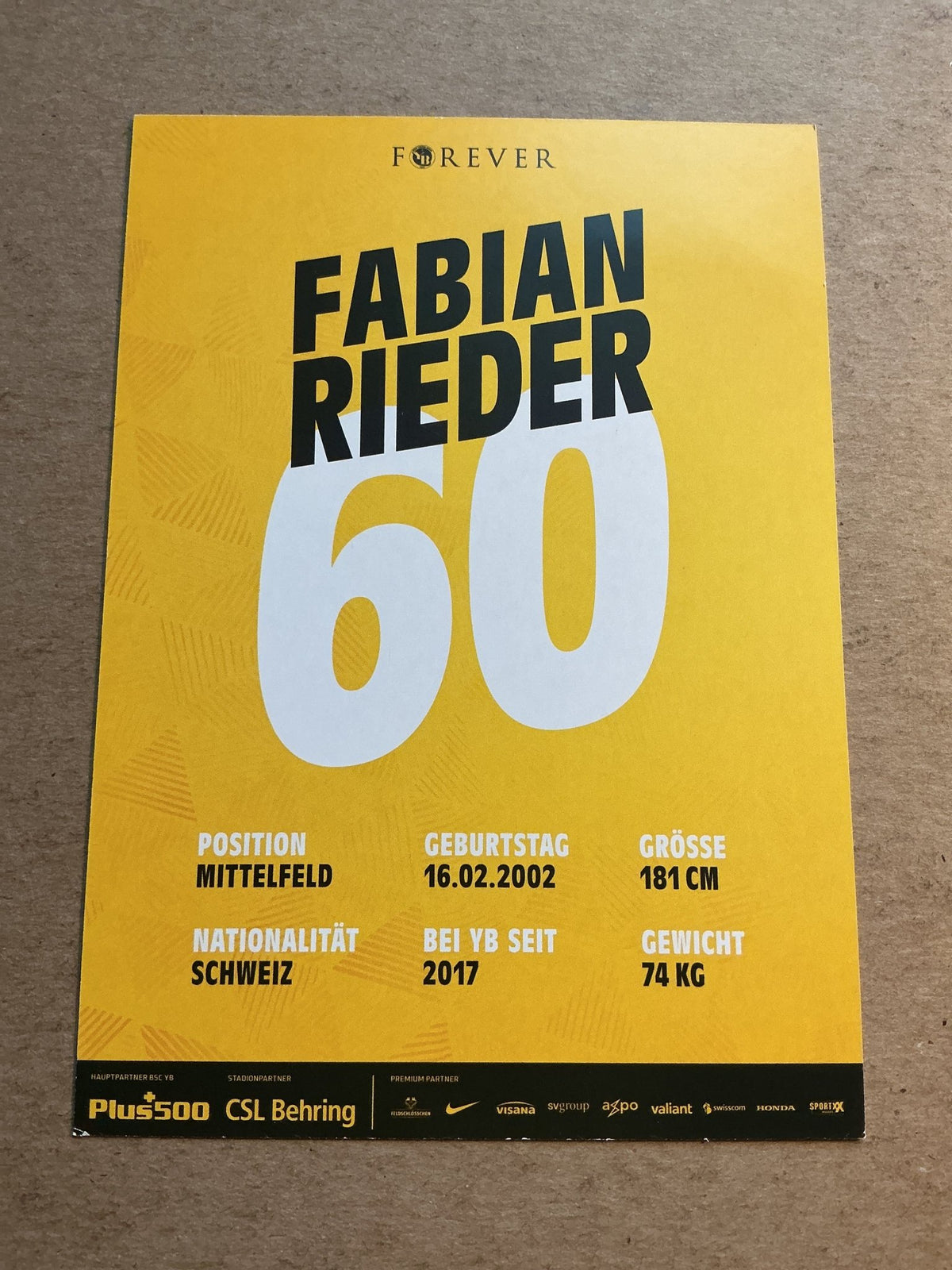 Fabian Rieder, Switzerland 🇨🇭 BSC Young Boys 2020/21 hand signed - Autographs-World