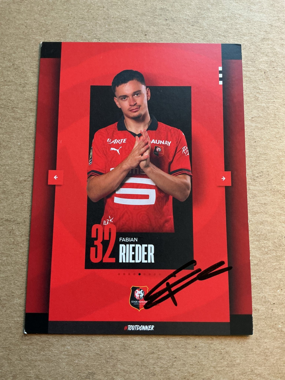 Fabian Rieder, Switzerland 🇨🇭 Stade Rennes FC 2023/24 hand signed - Autographs-World