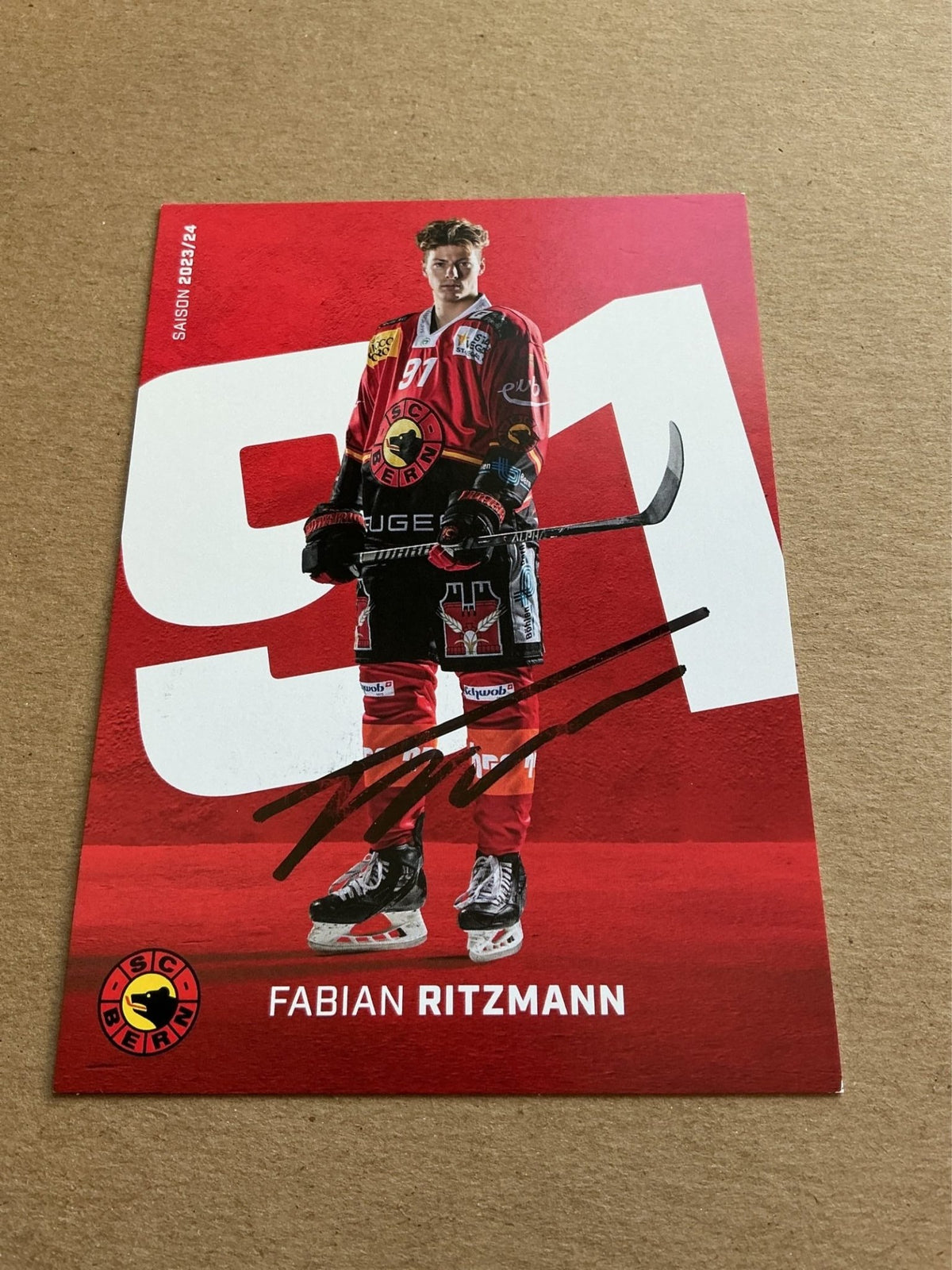 Fabian Ritzmann, Switzerland 🇨🇭 SC Bern 2023/24 hand signed - Autographs-World