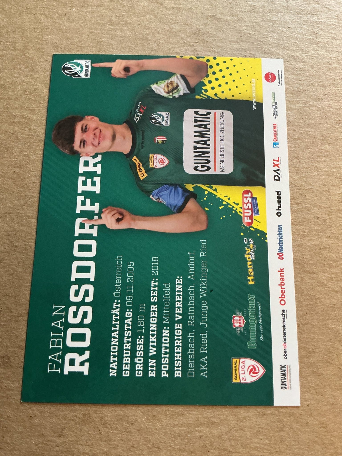 Fabian Rossdorfer, Austria 🇦🇹 SV Ried 2024/25 hand signed - Autographs-World