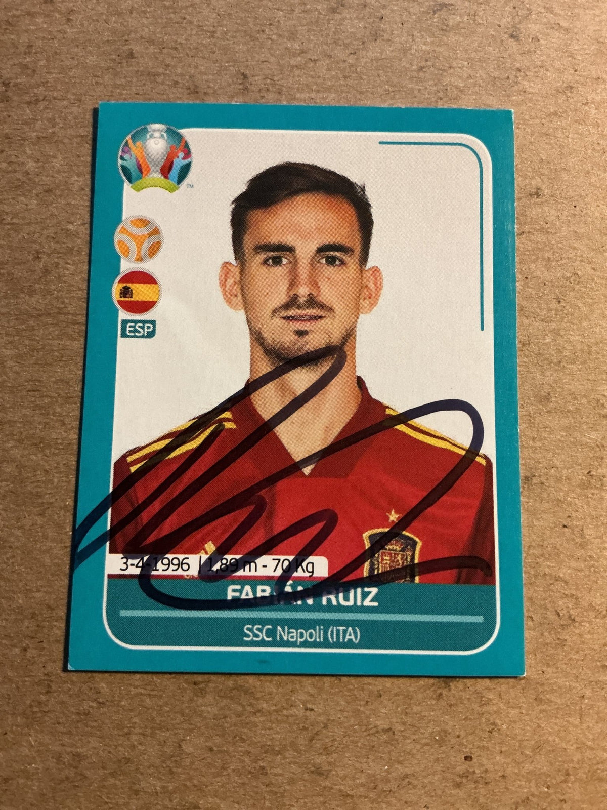 Fabian Ruiz, Spain 🇪🇸 UEFA Euro 2020 Panini hand signed - Autographs-World