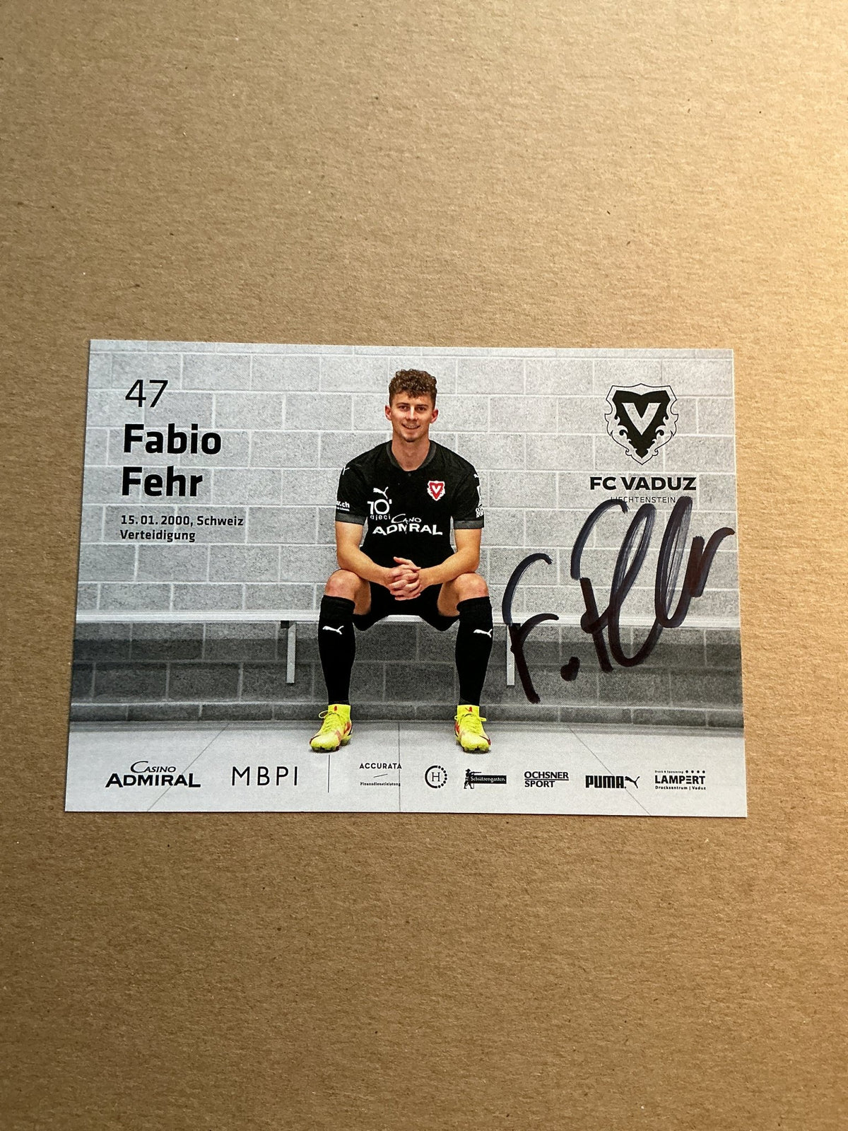Fabio Fehr, Switzerland 🇨🇭 FC Vaduz 2021/22 hand signed - Autographs-World